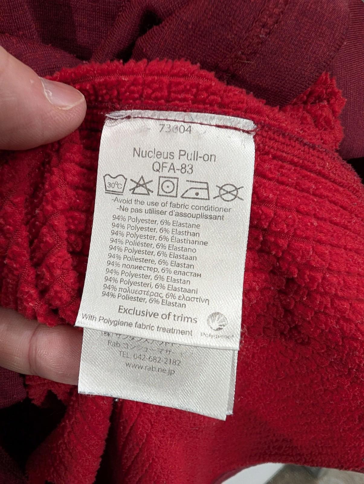 Rab Nucleus Pullover Men XXL Fleece Insulated Half Zip Red Microgrid Outdoor 2XL