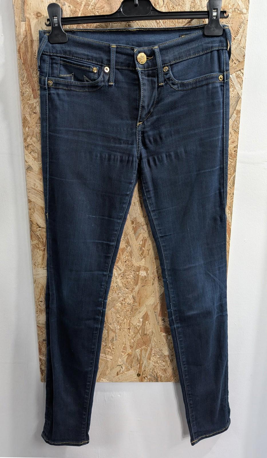 True Religion Jeans W28 L30 Women Chrissy Skinny Dark Navy Blue Stretch Denim