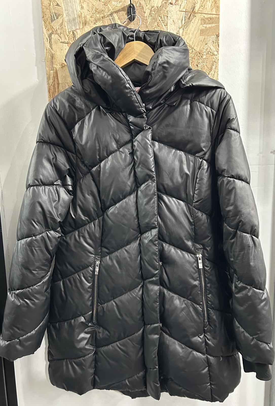 Steve Madden Jacket Women Medium 10-12 Black Pink Quilted Puffer Hooded Coat