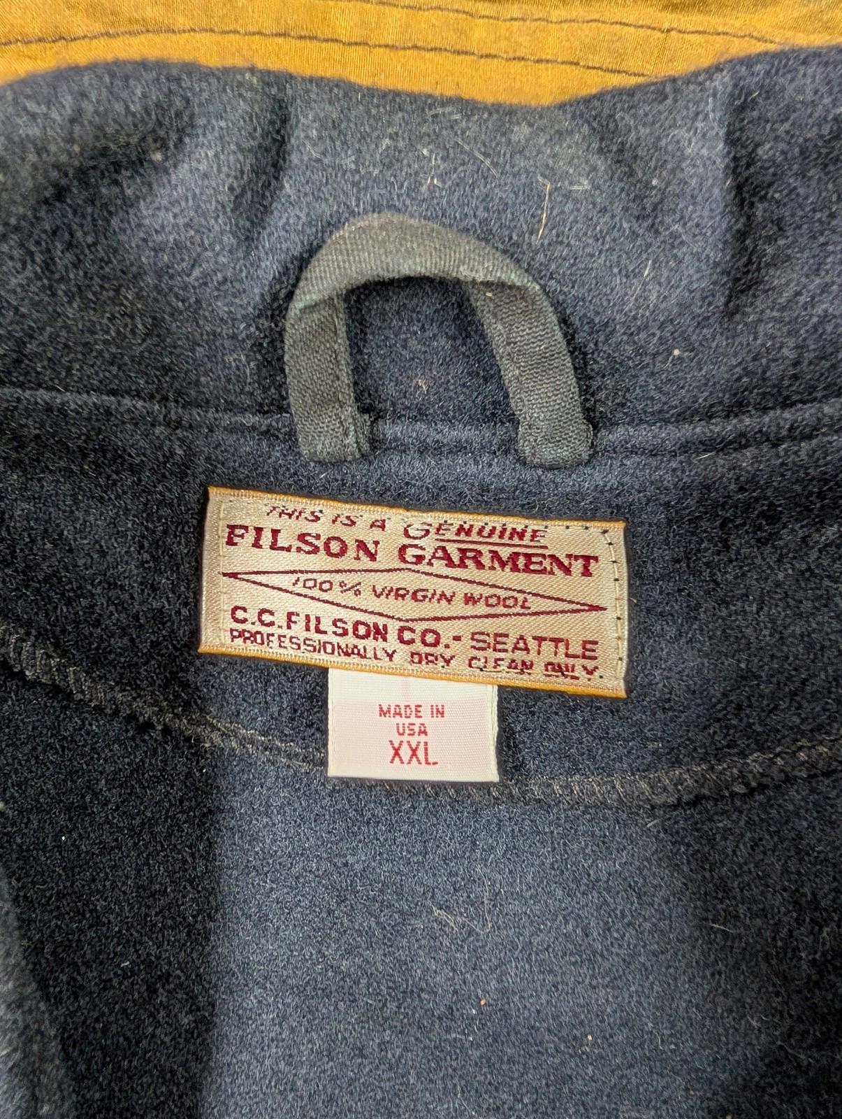 Filson Western Vest 2XL Men Wool Waistcoat Mackinaw Button Up Navy Blue Collared