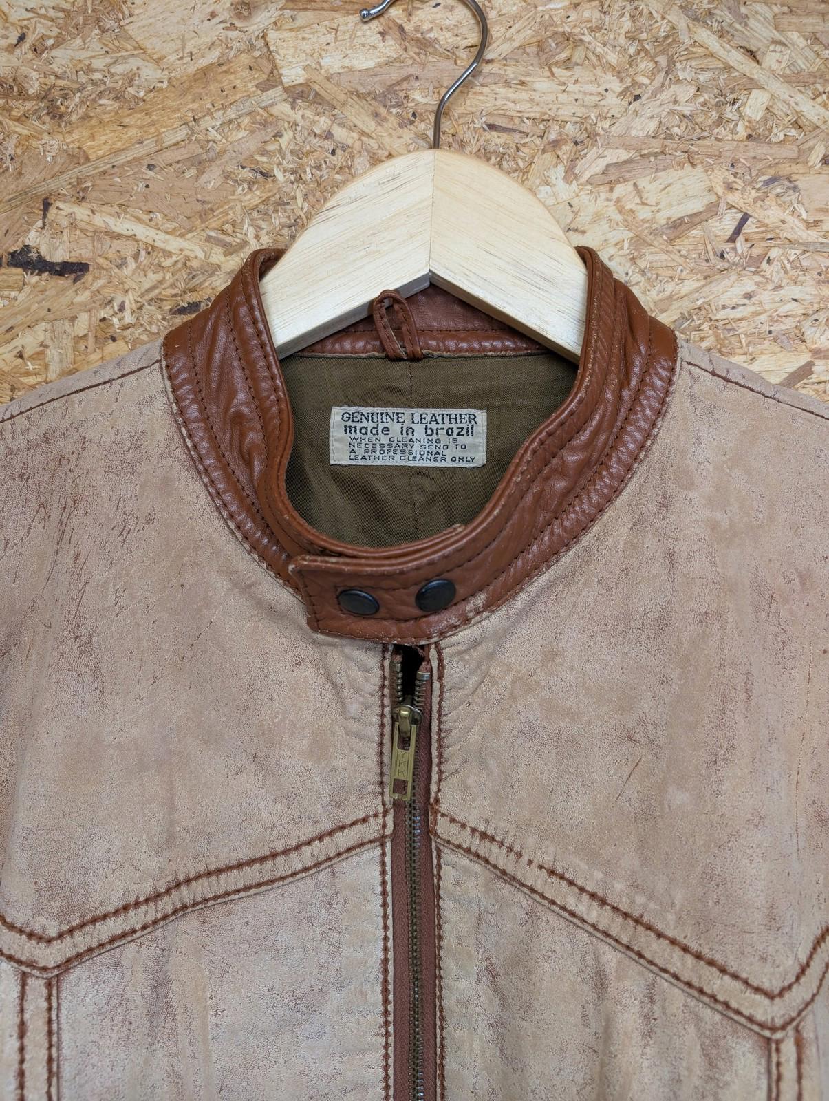 Genuine Leather Jacket Size 10 Medium Women Vintage 80s Biker Cafe Racer Brown
