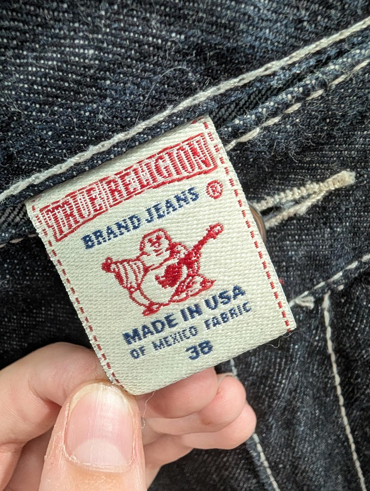 True Religion Ricky Jeans W38 L28 Made In USA Indigo Navy Blue Vintage 90s
