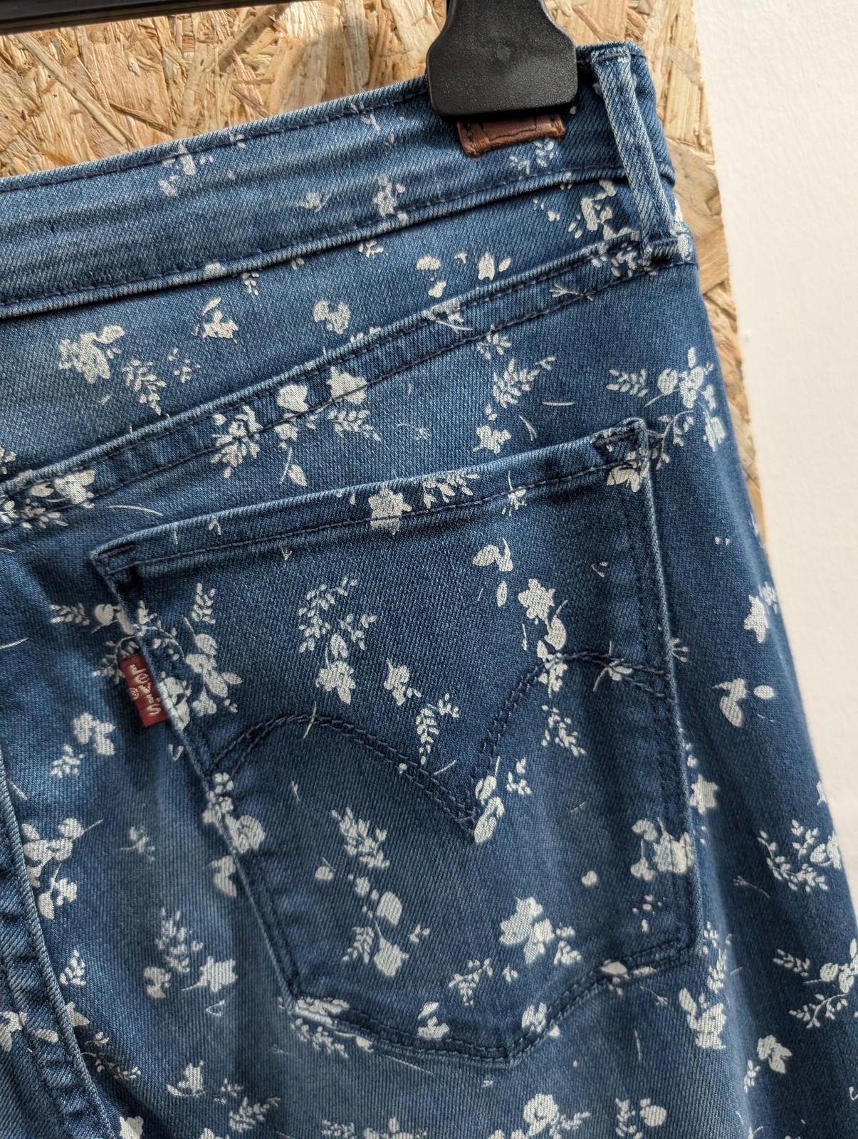 Levis Jeans Women Size W30 L32 Floral Print Navy Blue Y2K Denim Skinny Leggings