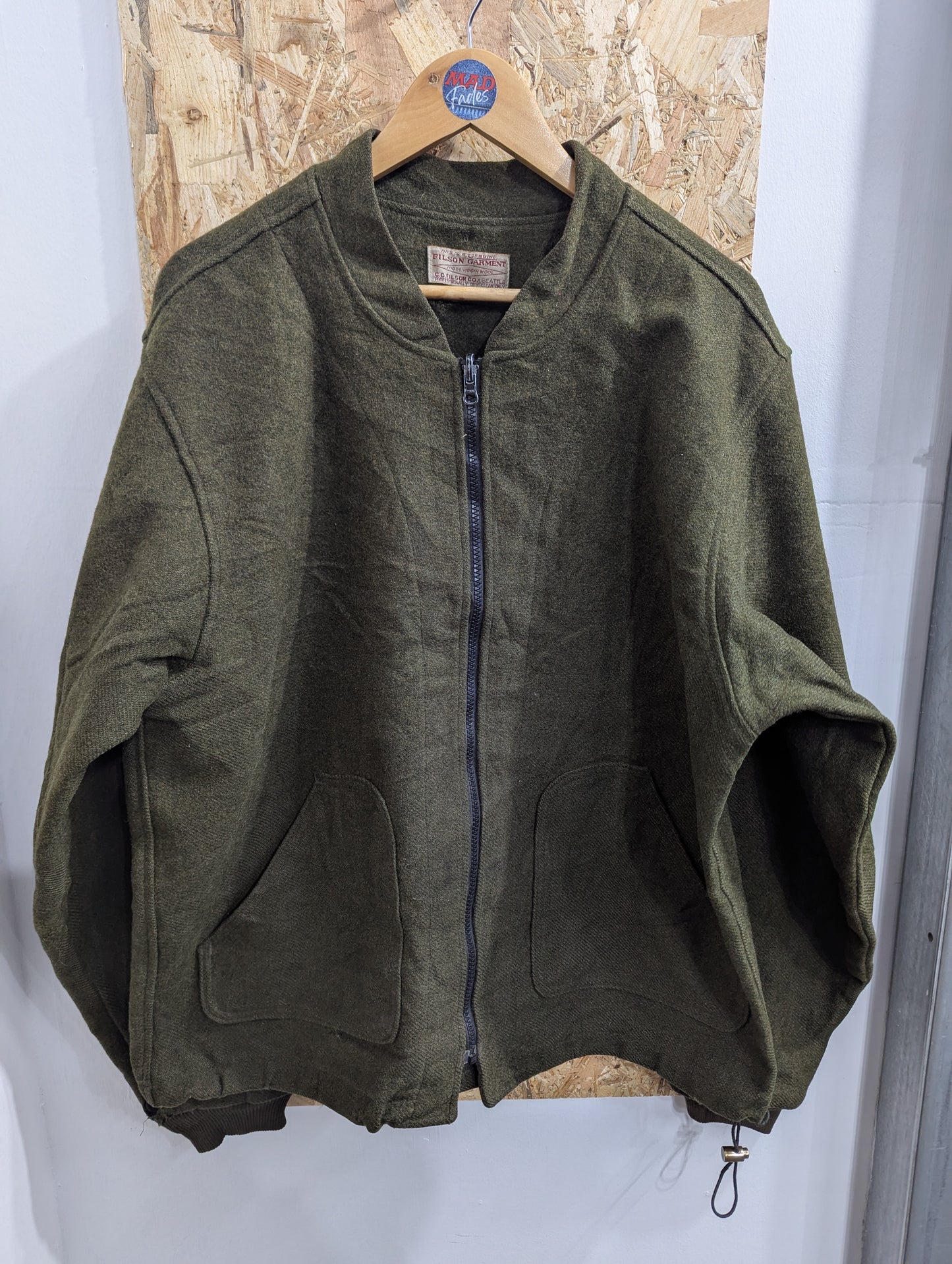 Filson 122 Mackinaw Wool Jacket Liner Forest Green Zip Outdoor Body Warmer XL