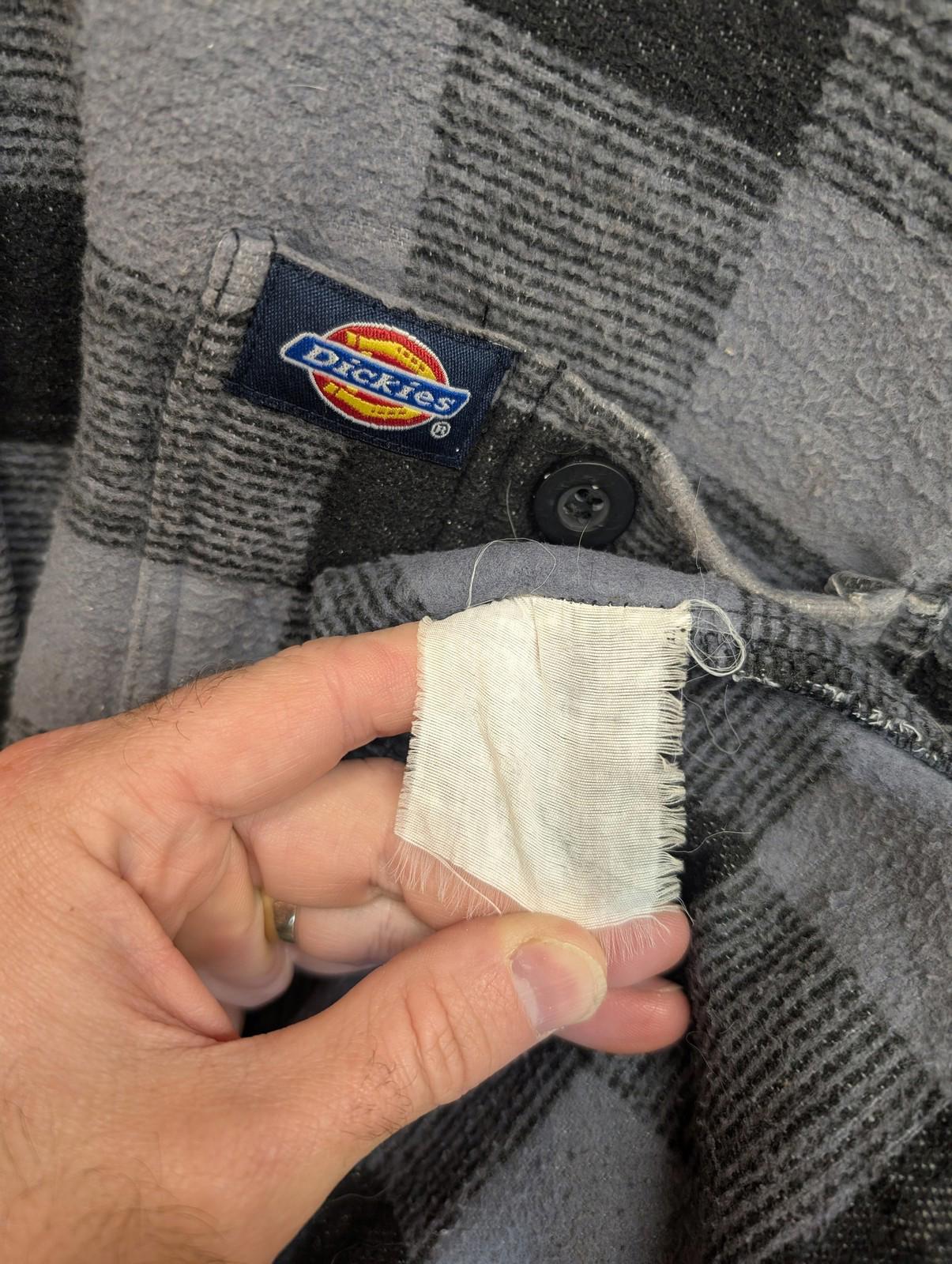 Dickies Over Shirt XL Mens Heavy Check Button-Up Grey Black Work Flannel Plaid