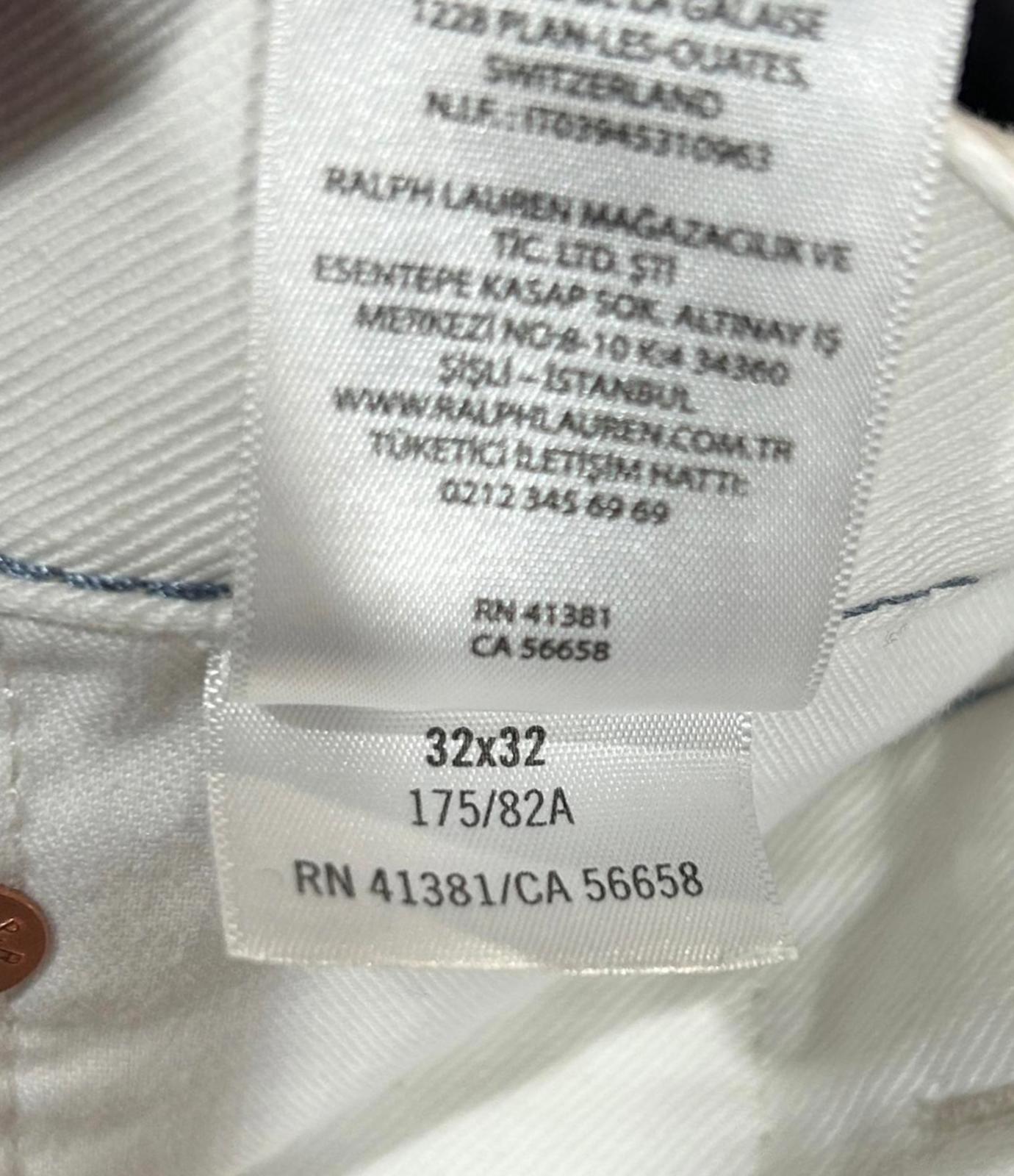 Polo Ralph Lauren White Jeans W32 L32 Men Distressed Slim Leg Button Fly