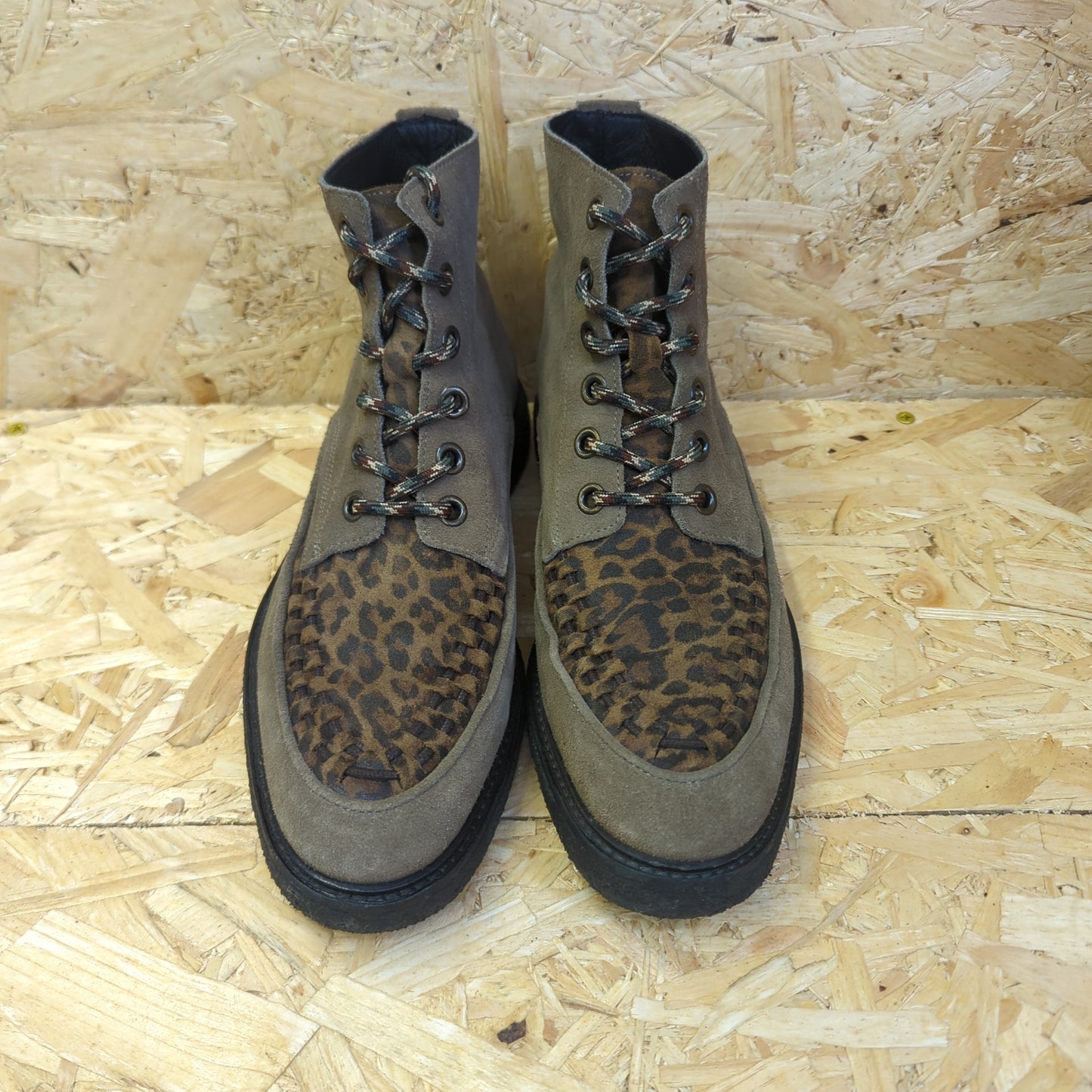 All Saints Moth Boot Taupe Leopard Lace Up Size 8 UK 42 EU