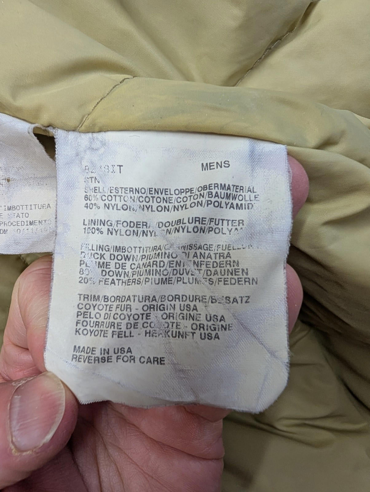 Woolrich Arctic Parka Small Men White Trim Hood USA Goose Down Feather USA Coat