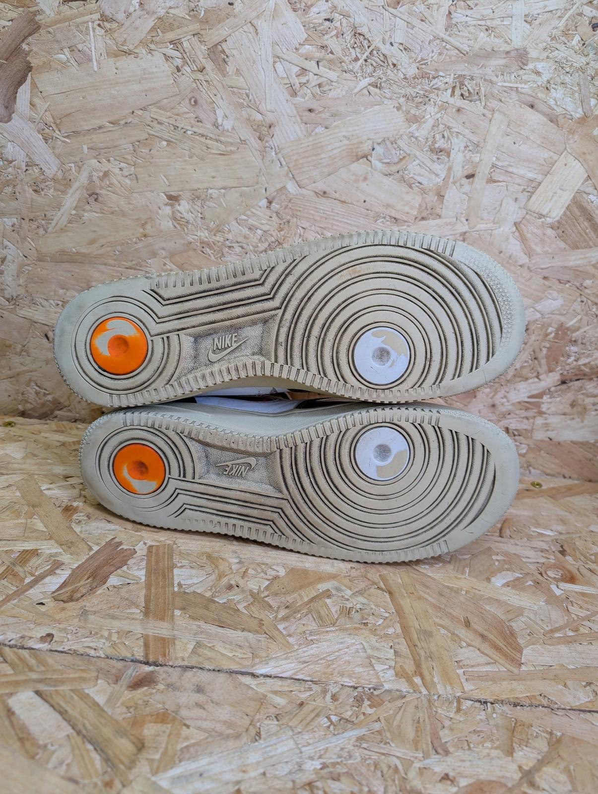 Nike Air Force 1 UK 9 Mid QS White Total Orange Ale Brown Trainers Gold White