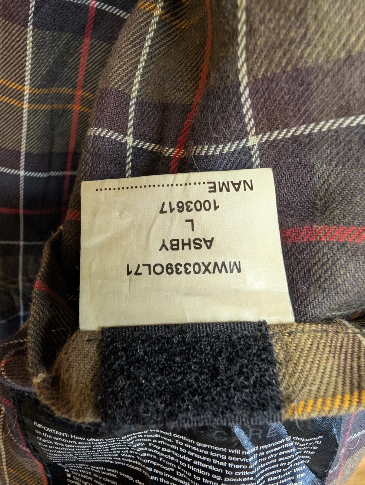 Barbour Ashby Jacket Large Men Sage Green Brown Wax England Tartan Cord Collar