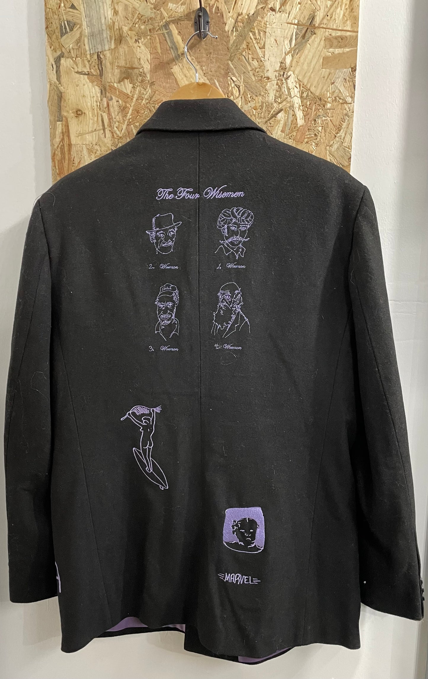 Kid Super Embroidery Double Breasted Suit Blazer Black Purple Jacket XL New £399