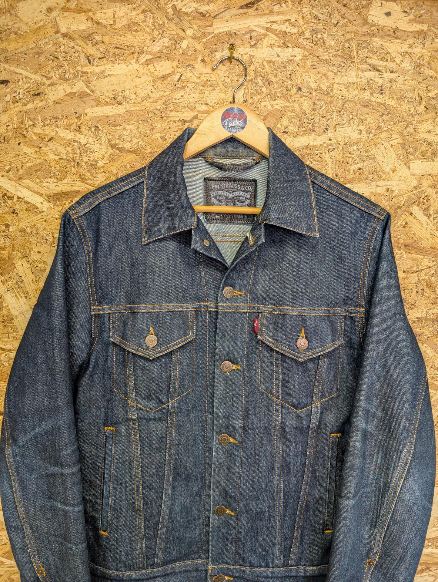 Levis X Nike SB Trucker Jacket Mens Size Small Blue Denim Jean Collab Rare