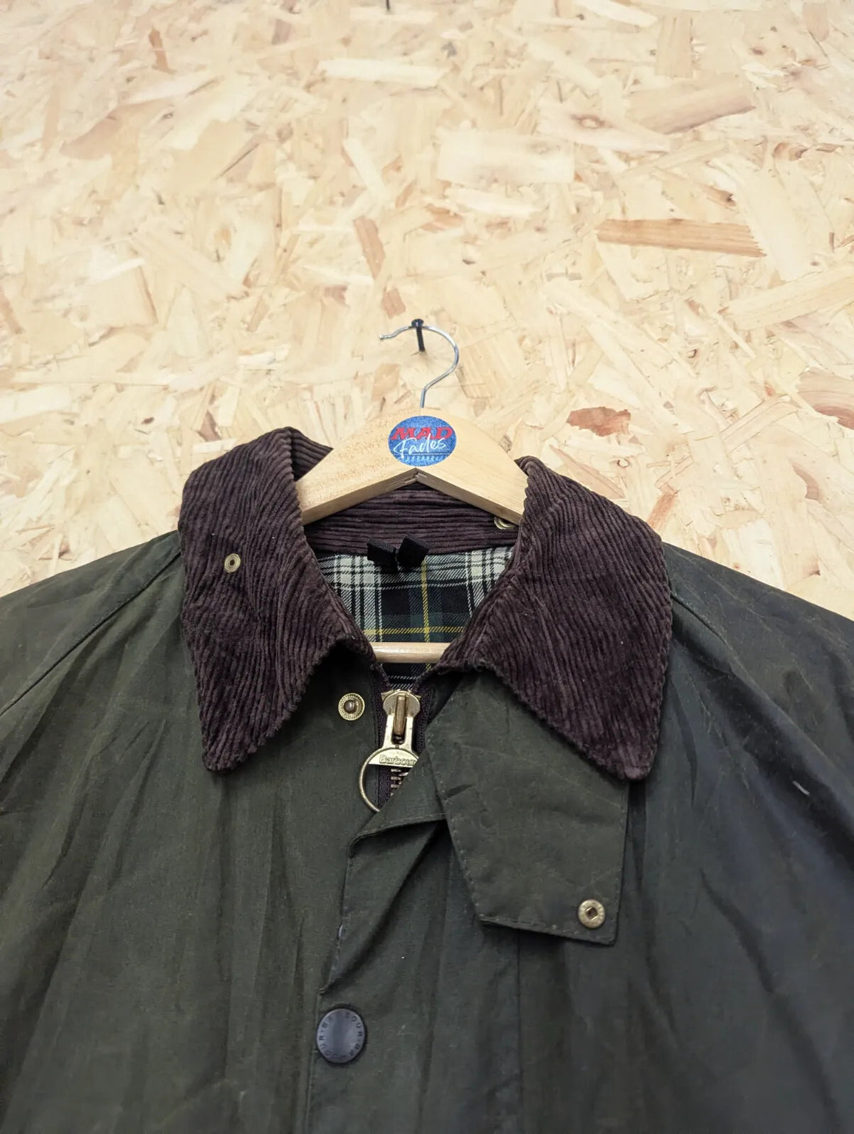Vintage Barbour Beaufort Wax Jacket Men Medium C40 A150 Sage Green Tartan Lined
