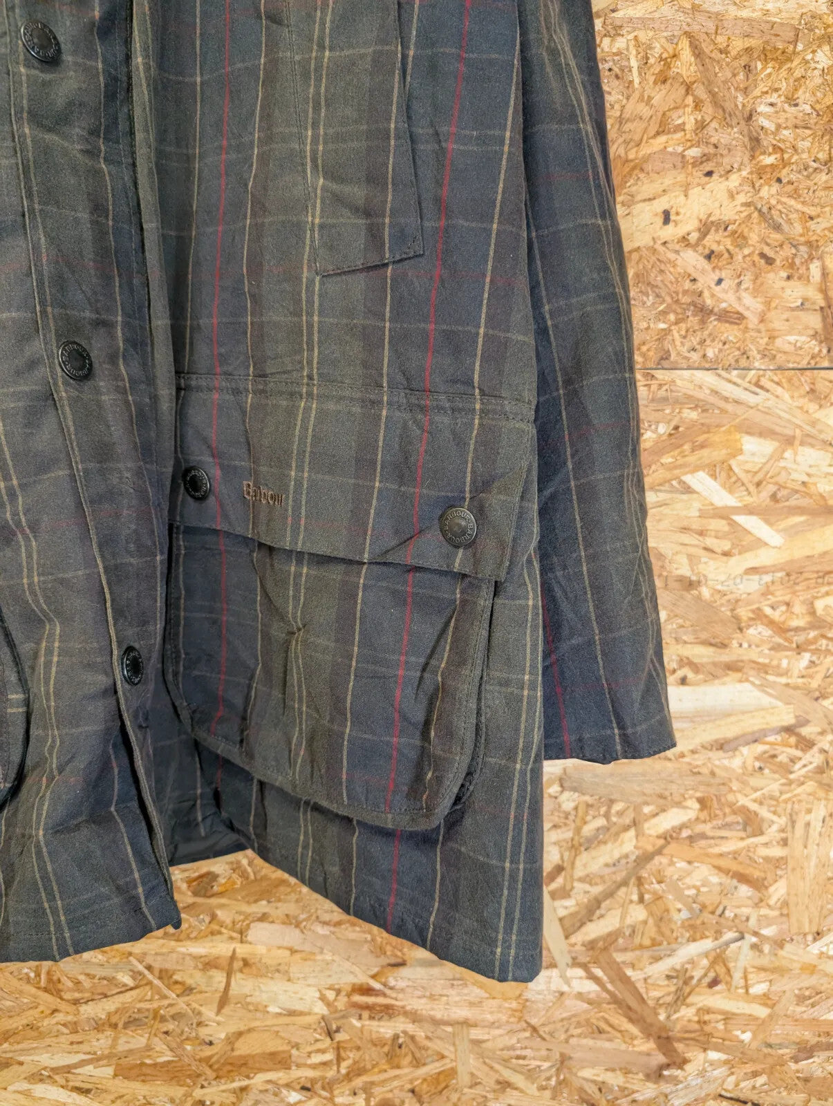 Barbour Hemming Padded Wax Jacket Mens XL Green Classic Tartan Quilted Corduroy