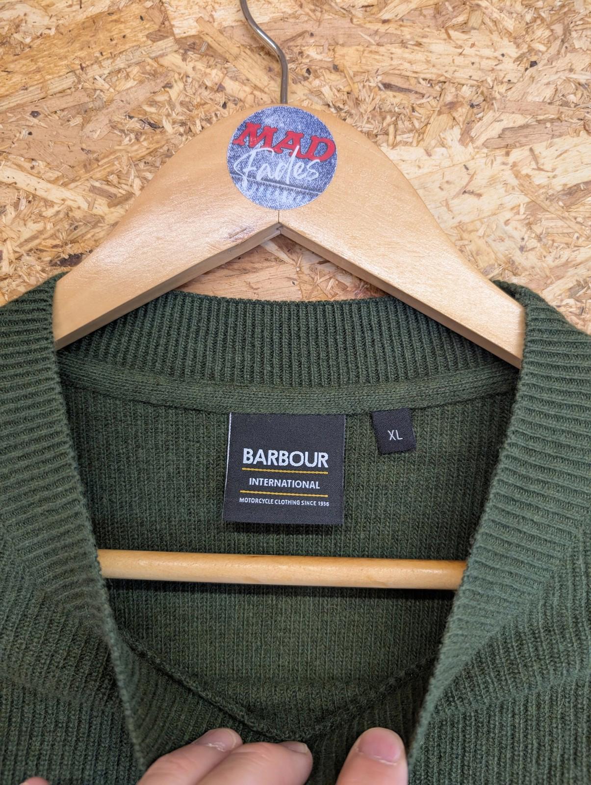 Barbour International Jumper Mens XL Knit Long Sleeve Green Wool Crew Sweater