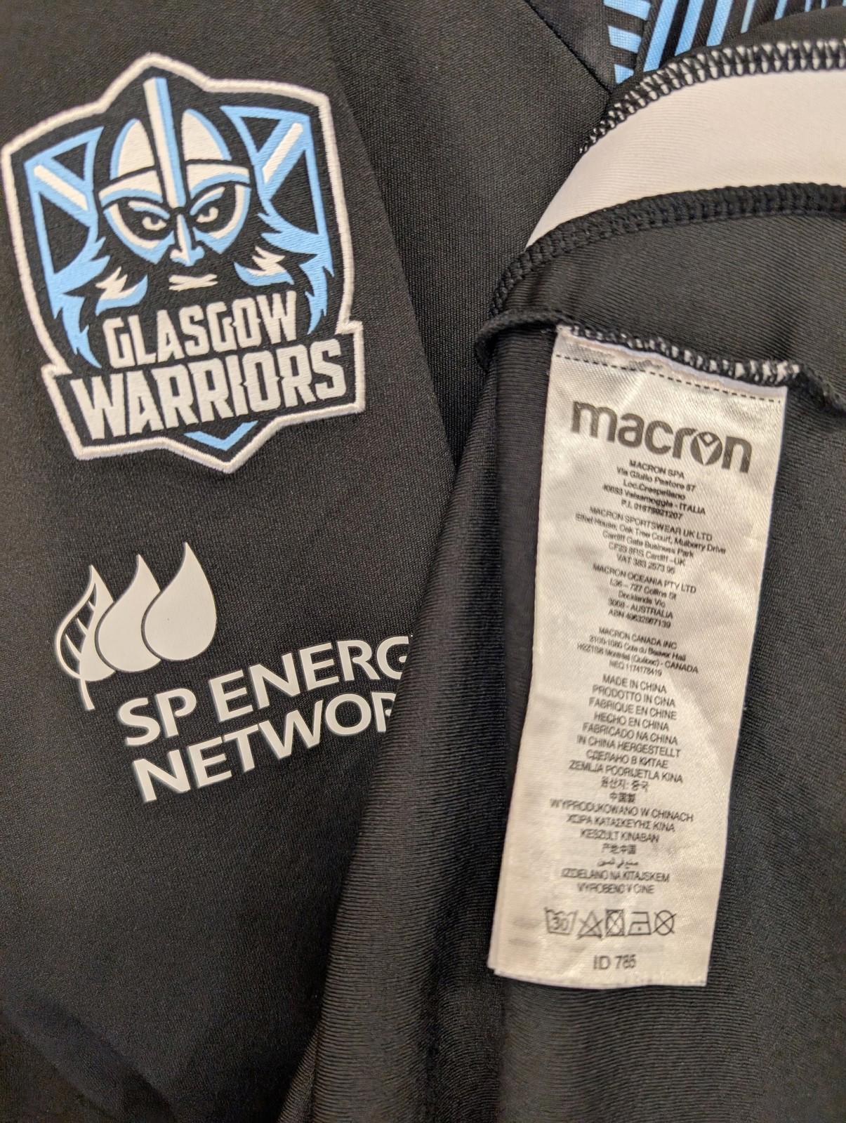 Glasgow Warriors Rugby Shirt Men XXL Macron 2022-23 Black Blue 2XL Official