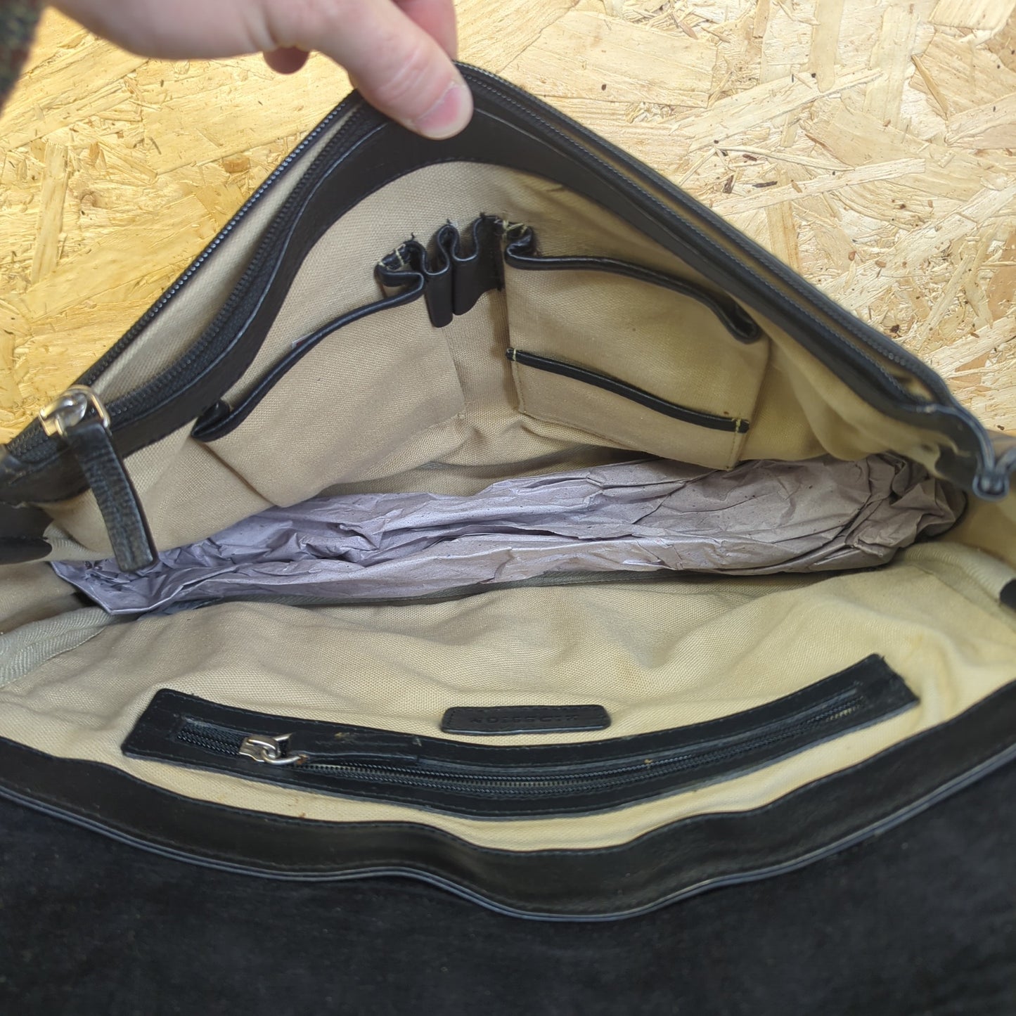 Hidesign High Quality Black Medium Leather Briefcase Satchel Messenger Book Bag