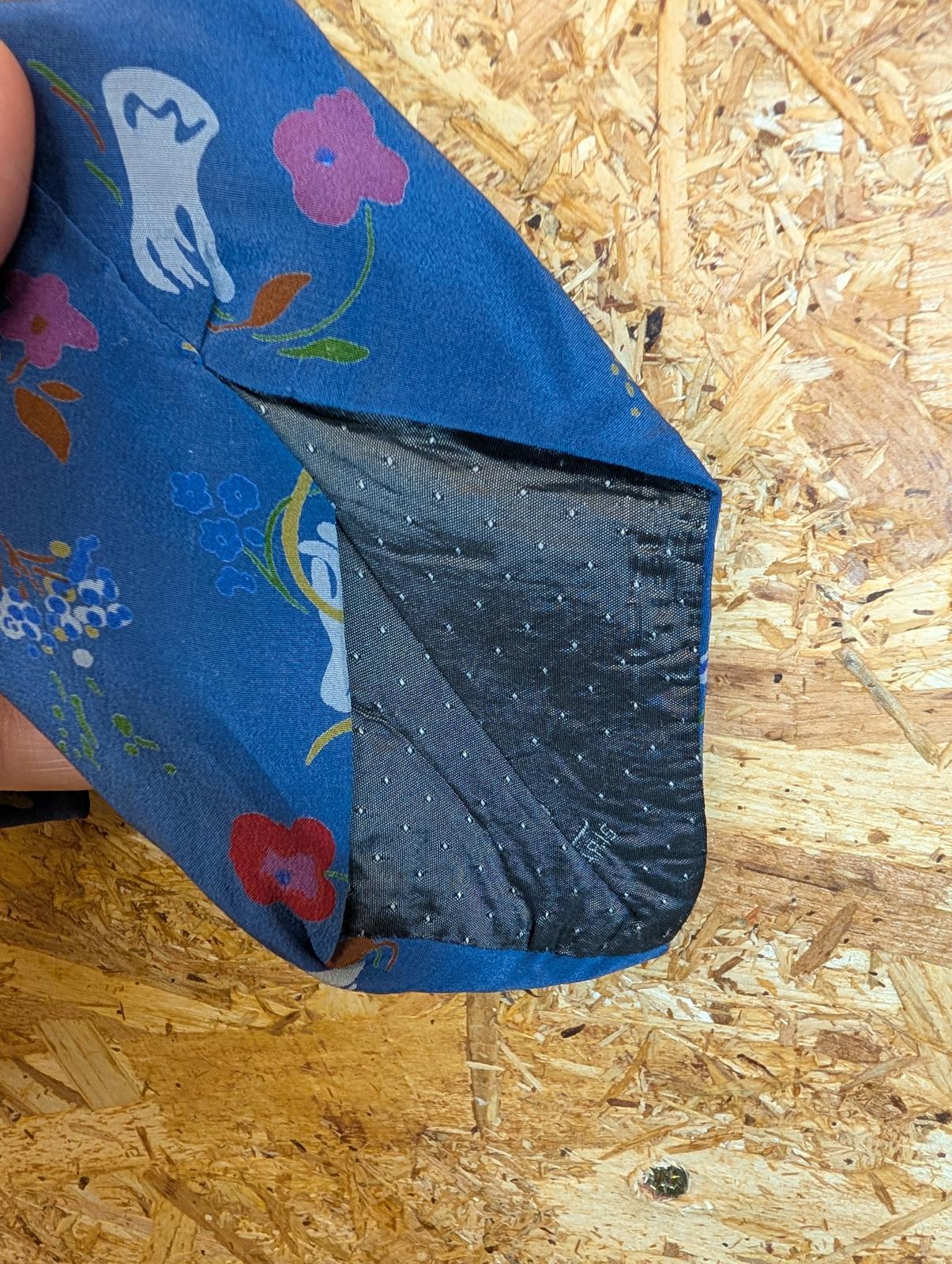 Yves Saint Laurent Silk Tie 62" 158cm Made In Italy Blue Floral Pattern YSL
