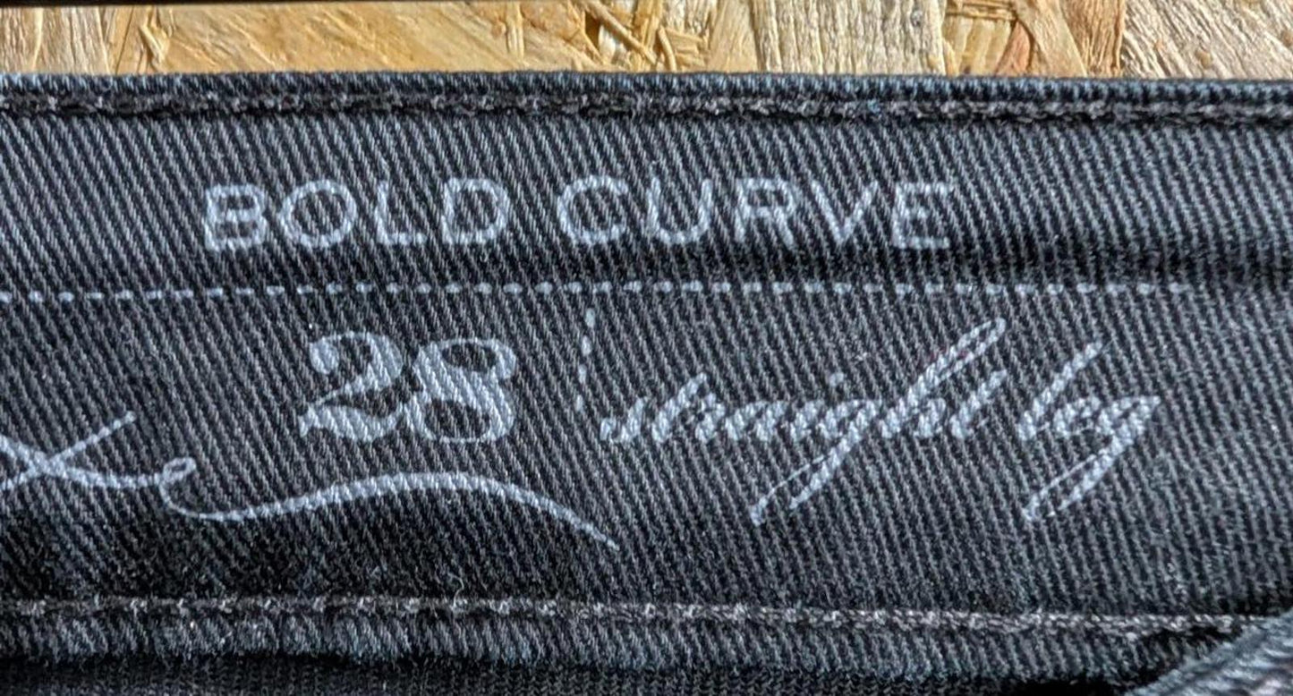 Levis Bold Curve Low Waist Jeans W28 L31 Women Black Slim Straight Leg Zip Fly