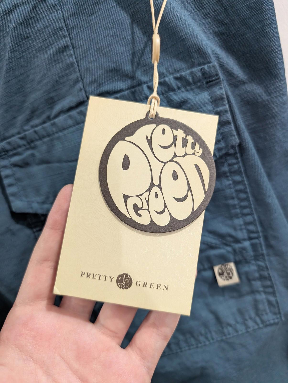 Pretty Green Cargo Shorts Mens Size W38 Utility Pockets Teal Blue Cotton