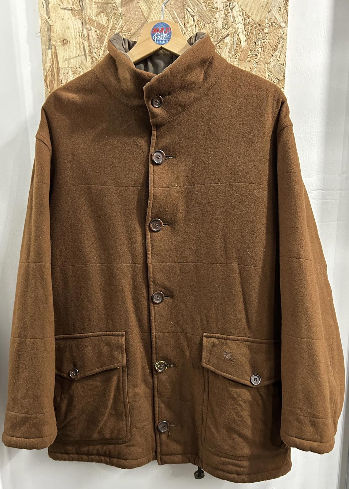 Burberrys Padded Coat Mens Size XL Brown Wool Cashmere Blend 90s Vintage