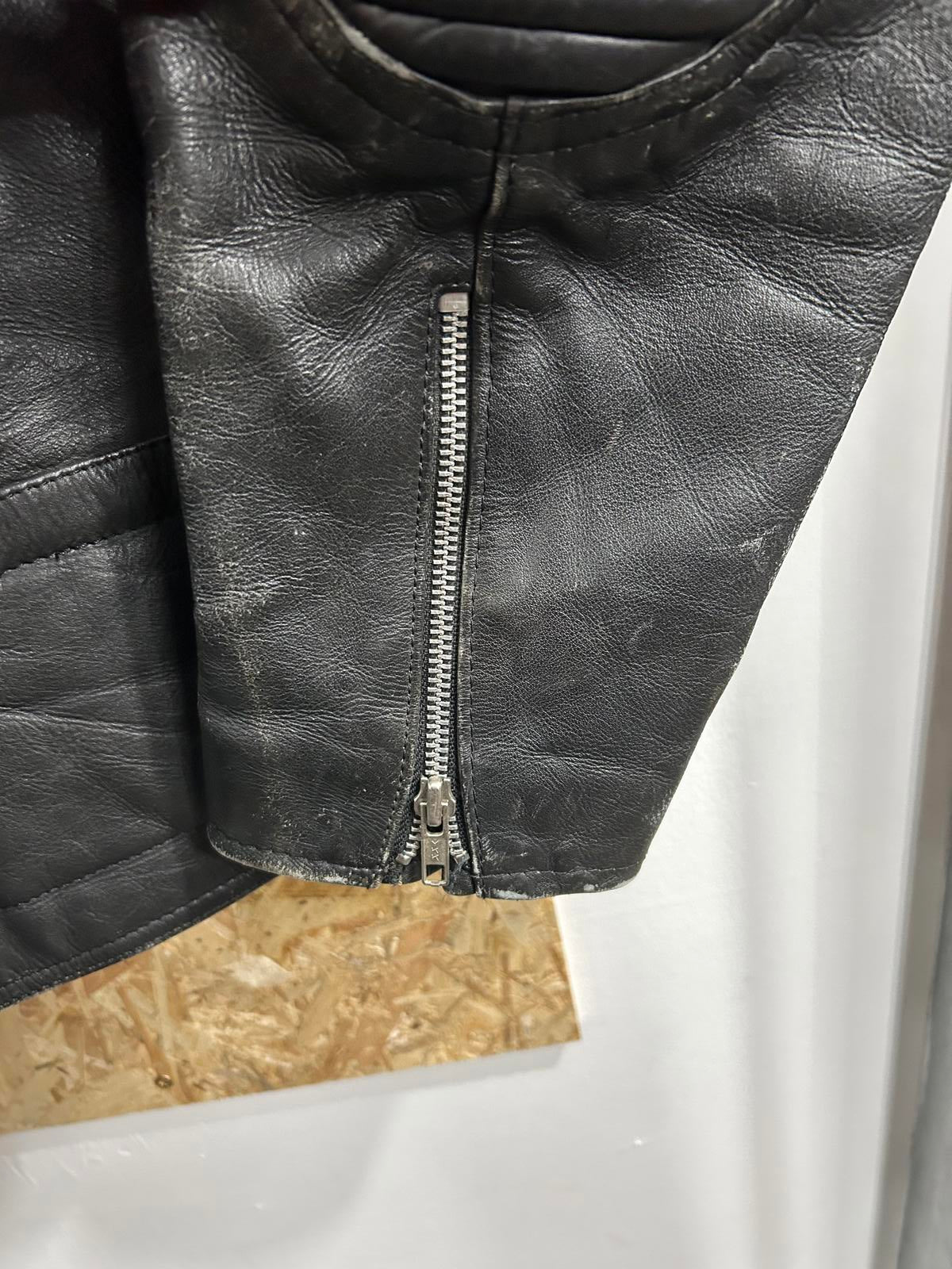 Akaso Leather Jacket Medium 40 Black Vintage 80s Café Racer Biker Distressed