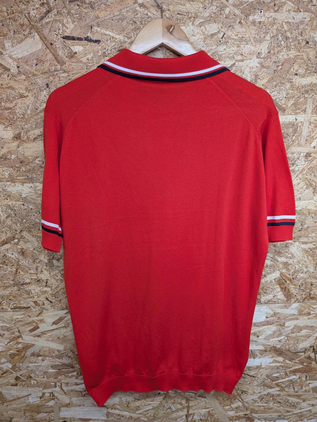 John Smedley Mens Large Cambourne Polo Shirt Slim Fit Red Sea Island Cotton Mod