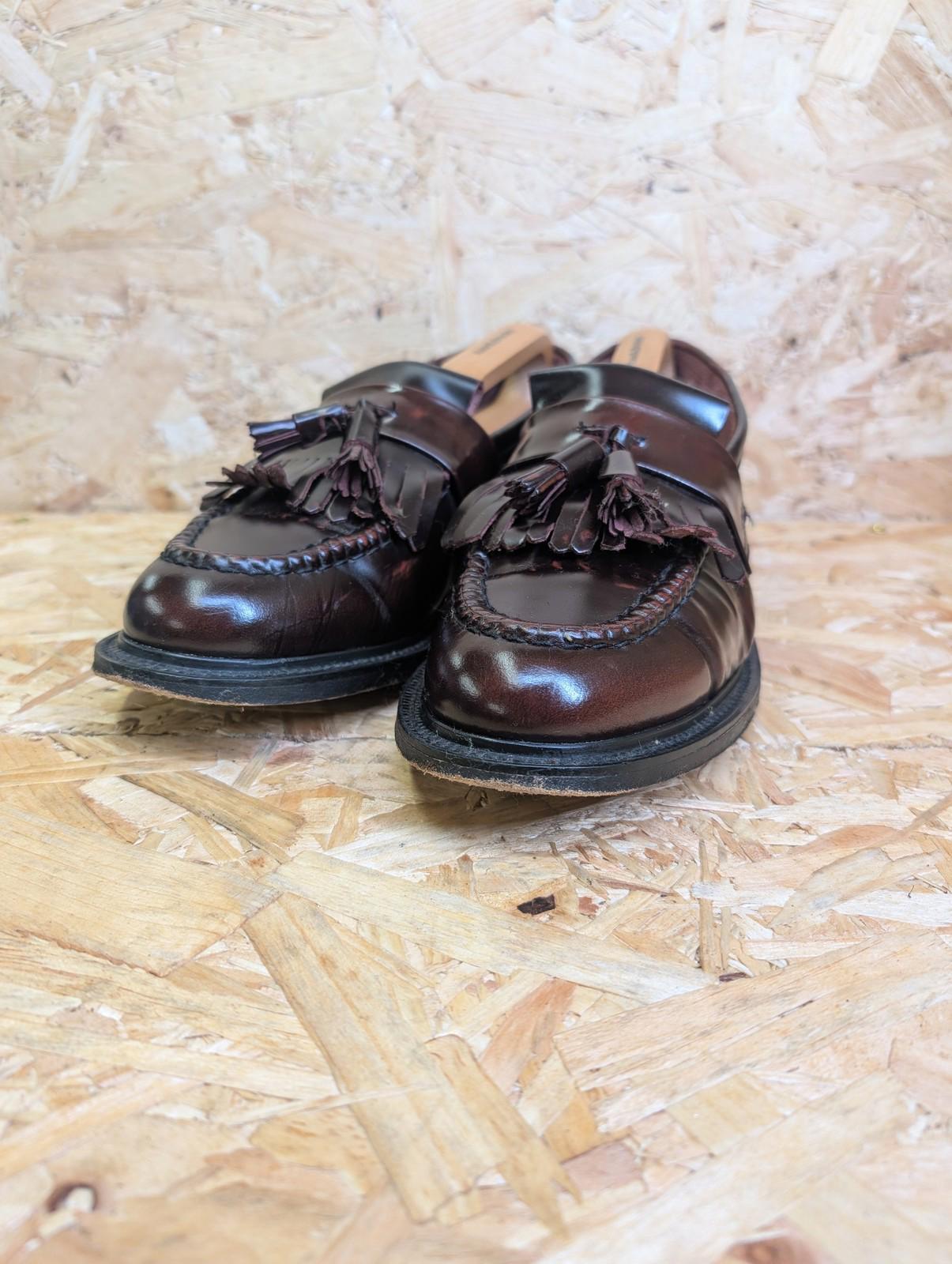 Modfather Tassel Loafers Men UK 9 Leather Oxblood Burgundy Brown Vintage Style