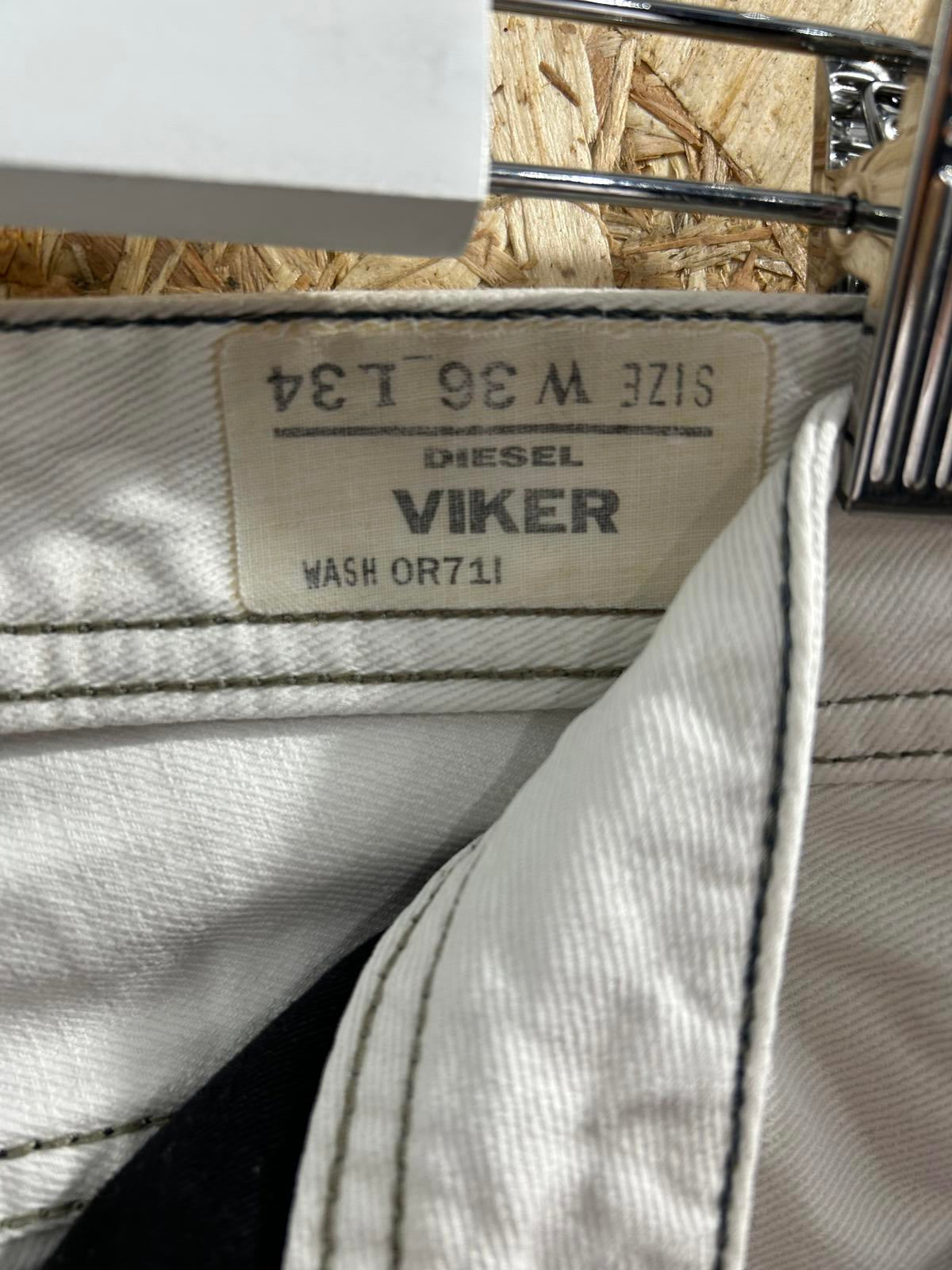 Diesel Viker Jeans W36 L34 Regular Fit White Denim Straight Leg Button Fly
