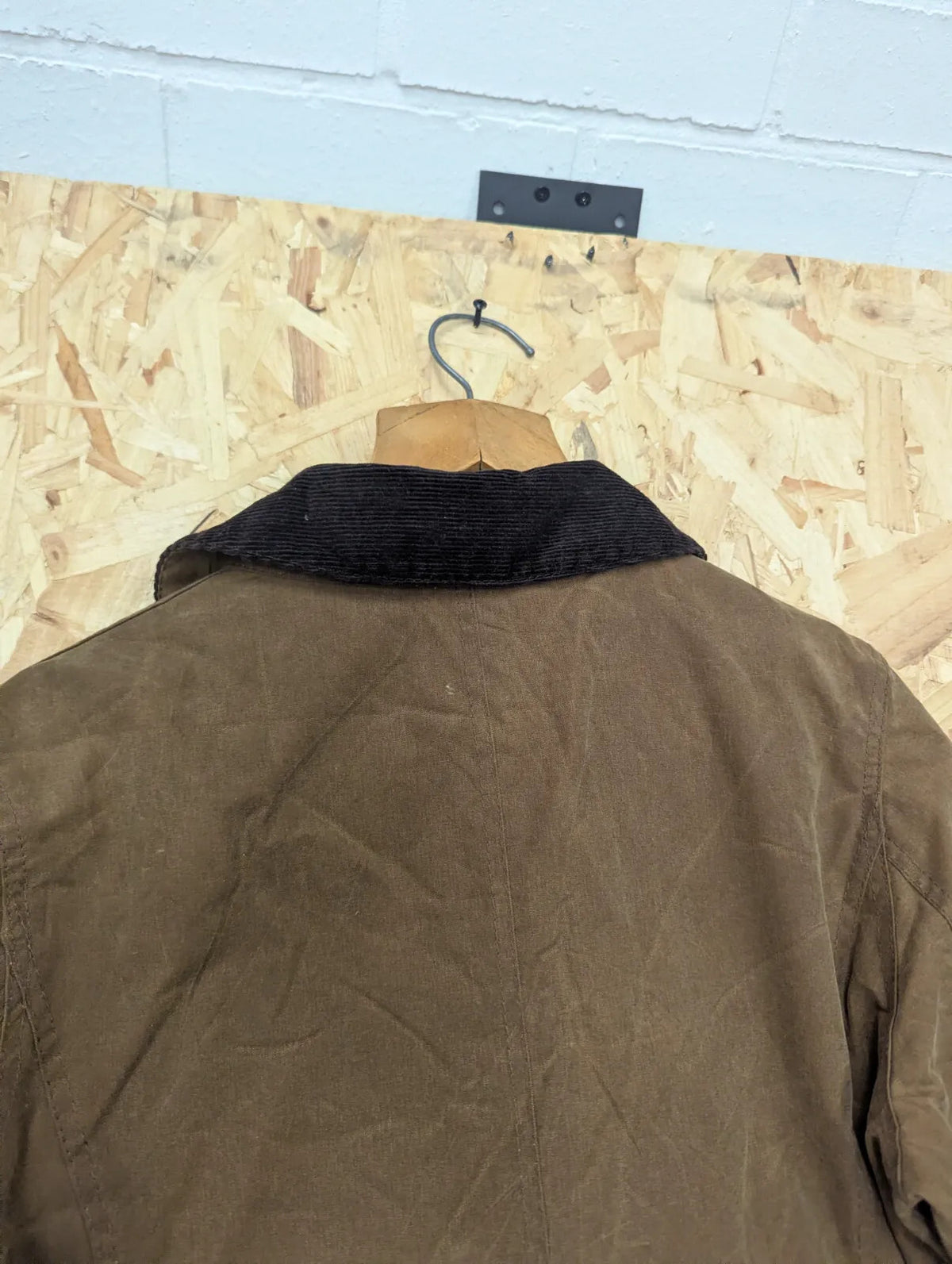 Barbour L50 Wax Coat Womens UK10 Brown Wool Plaid Lining Stockman Full Length