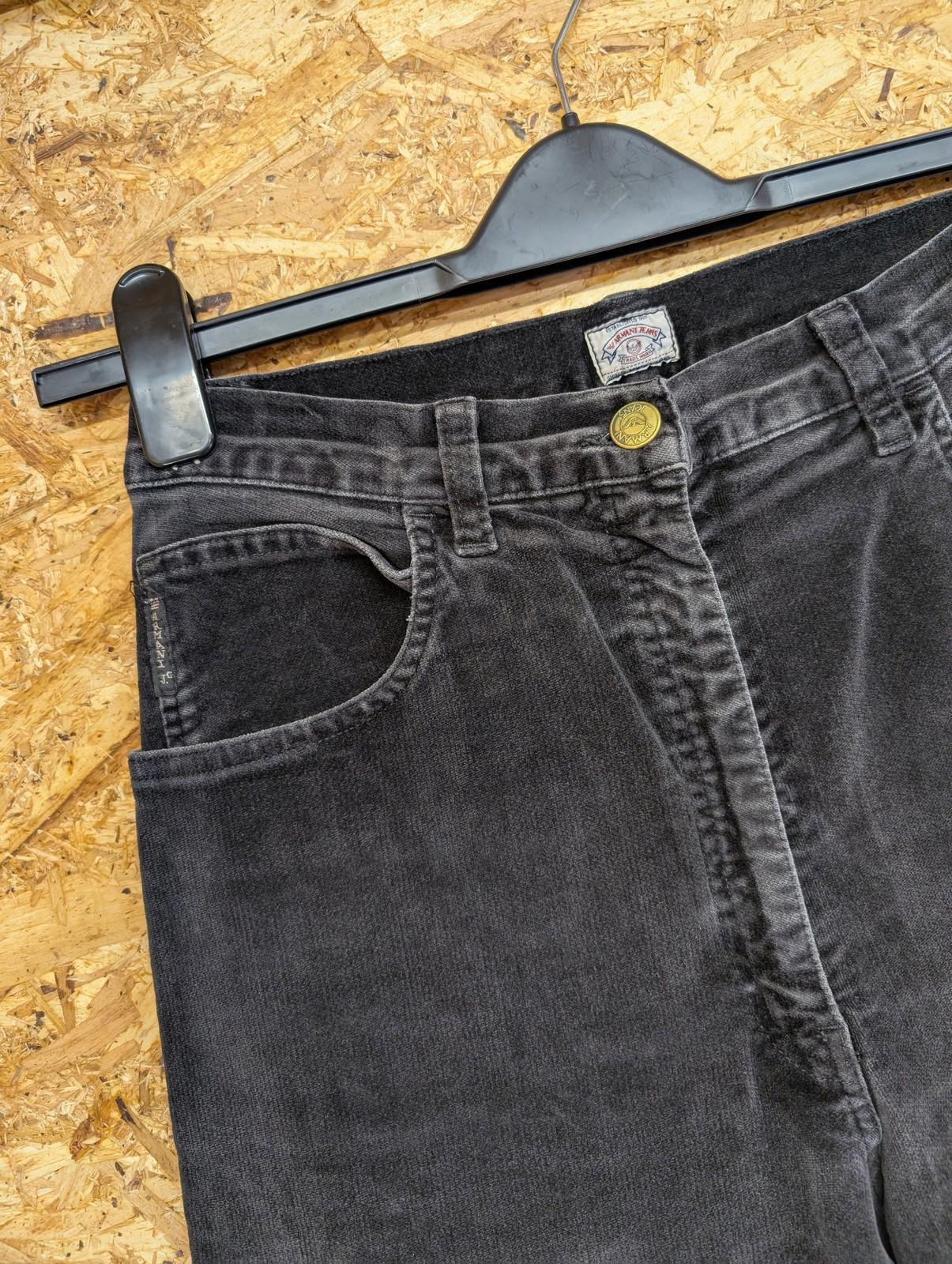 Armani Jeans Trousers Size W26 L31 Women Black Velvet Moleskin Vintage 90s Rock