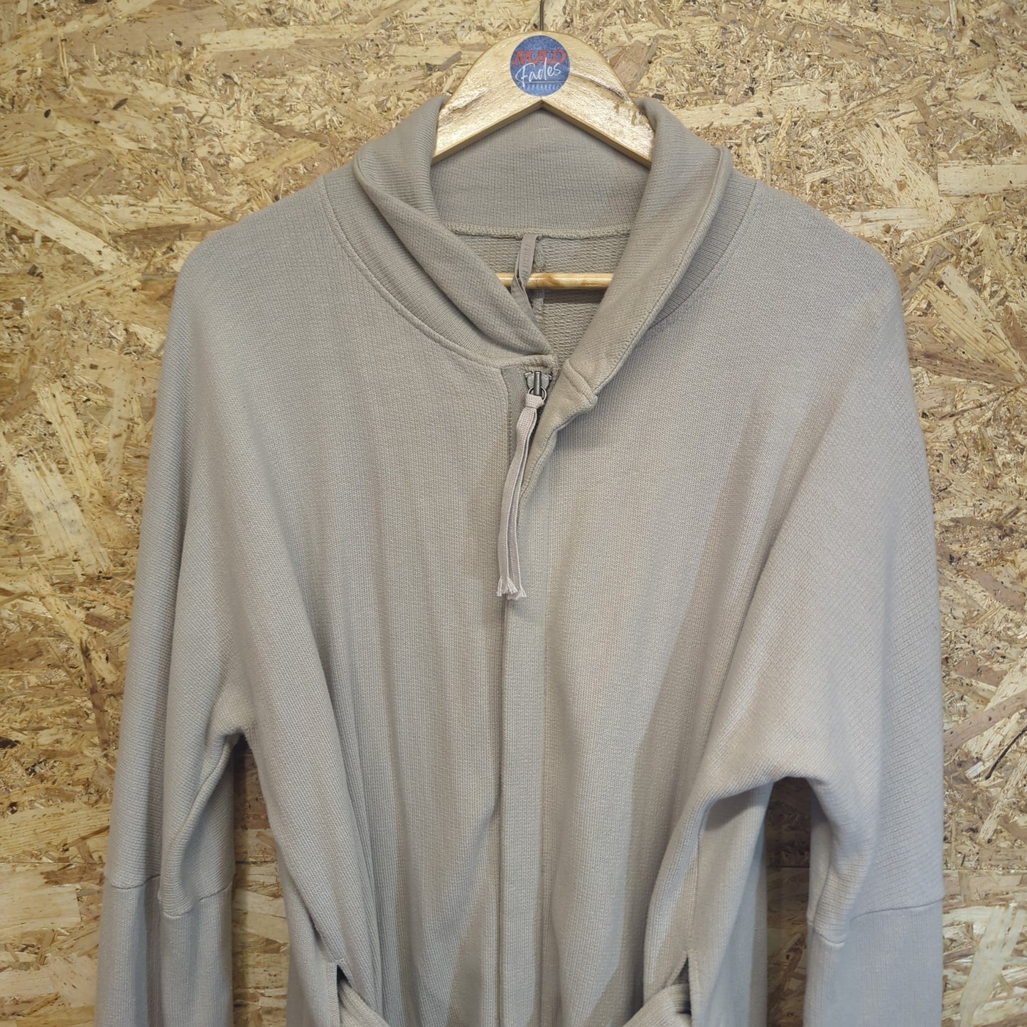 Damir Doma Silent Beige Cream Long Line Sweater Jacket Zip Front Belted Large