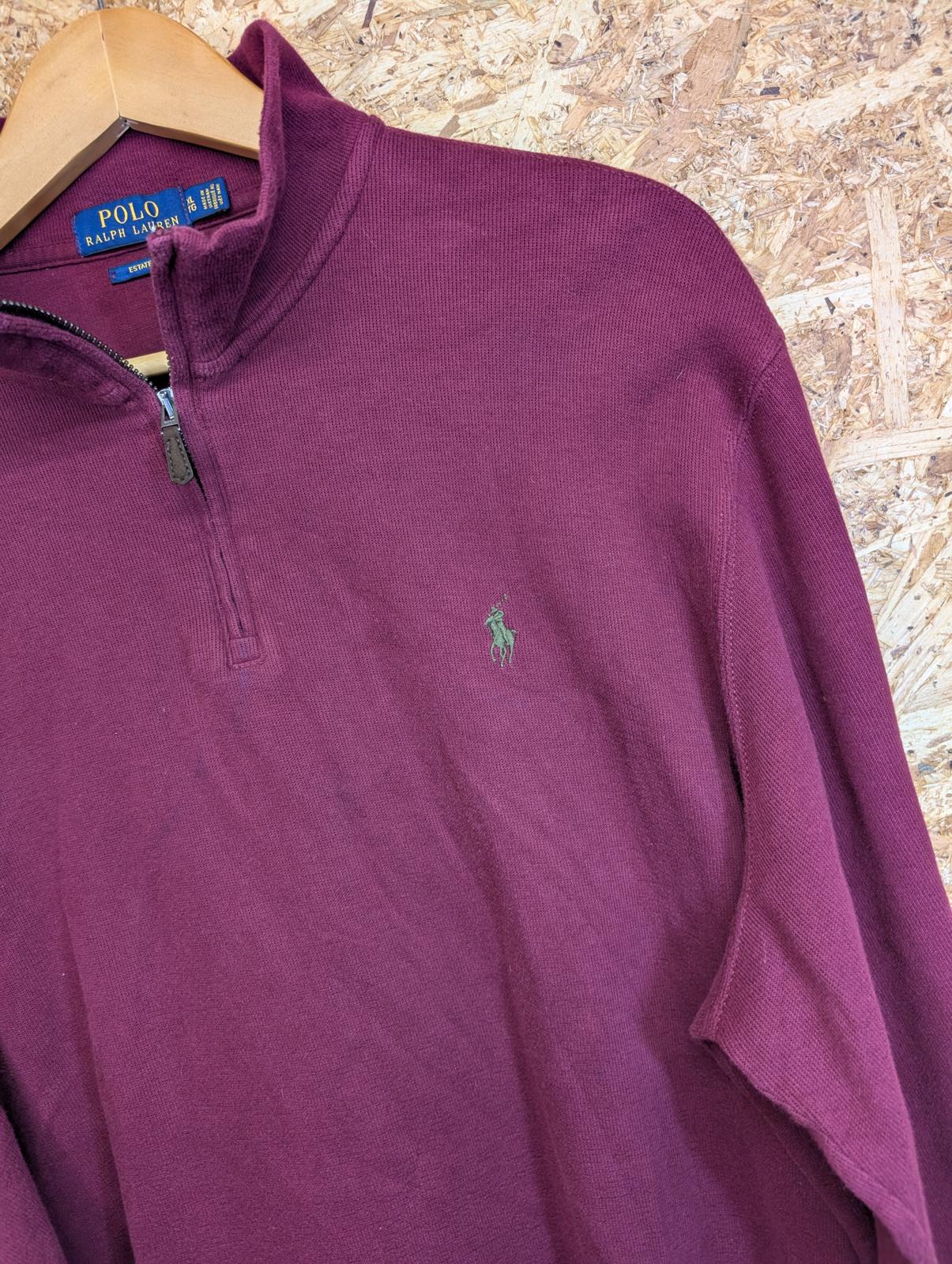 Ralph Lauren Polo Mens Size UK XL Sweater Cotton Collared 1/4 Zip Estate Rib