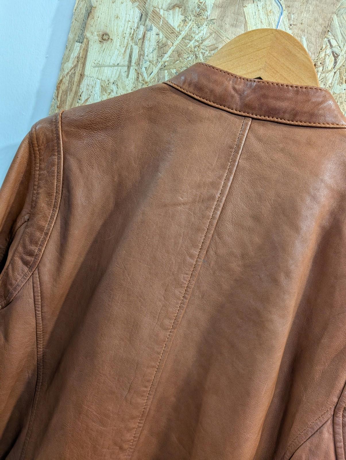 Jack & Jones Jacket Small Men JPR Russell Leather Biker Cognac Brown Tan Cafe