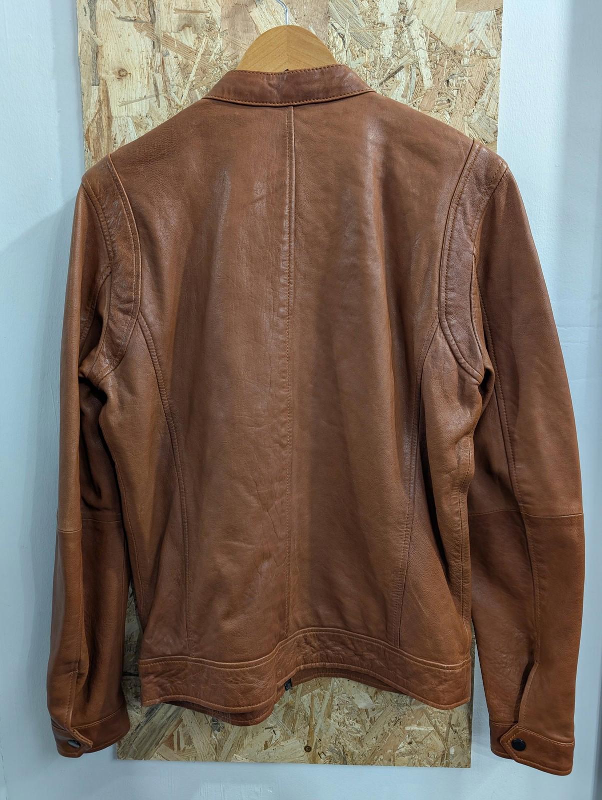 Jack & Jones Jacket Small Men JPR Russell Leather Biker Cognac Brown Tan Cafe