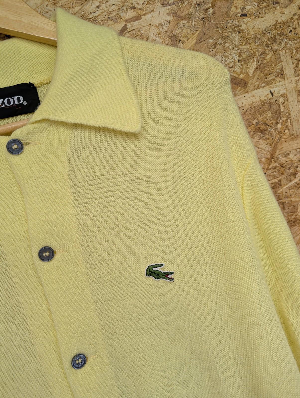 Izod Lacoste Cardigan Jumper Large Men Vintage 1970s Yellow Button Knit Sweater