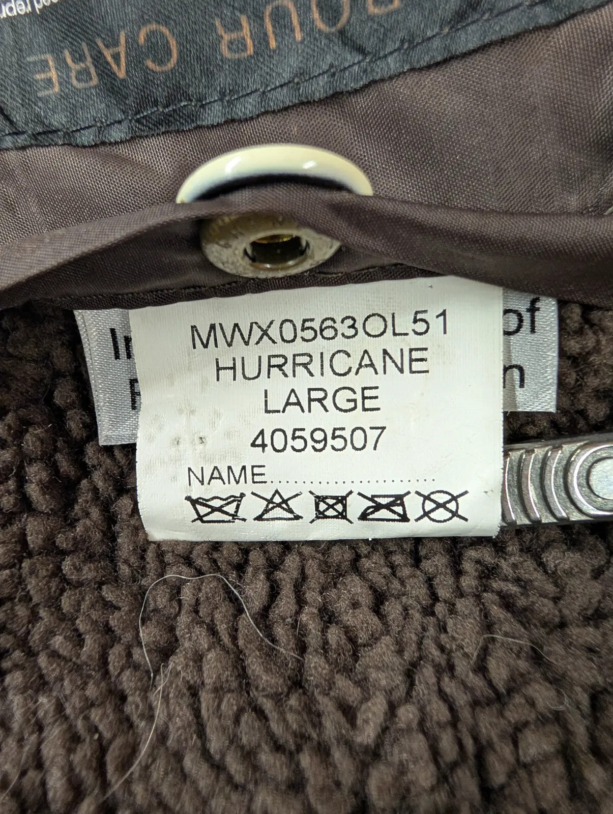 Barbour Hurricane Wax Jacket Mens Large Olive Green Steve McQueen Sherpa Fleece