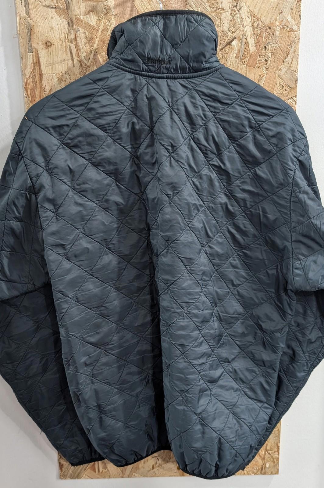 Barbour Quilted Jacket Mens Size Large Warm Fleece Lined Blue Sweater 1/4 Zip
