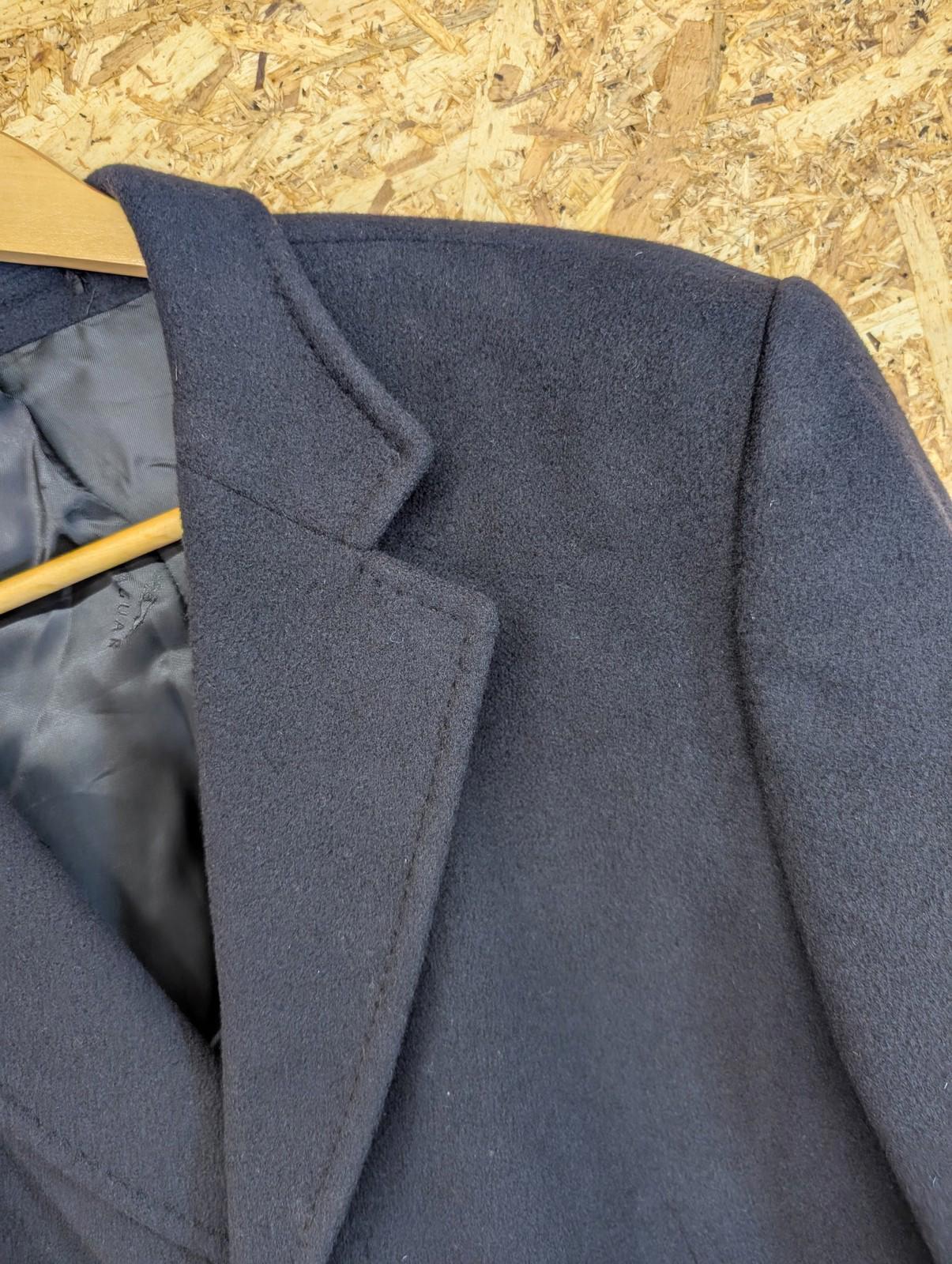Jaguar Overcoat Mens 42R Large Classic 100% Cashmere Long Navy Blue Winter Coat