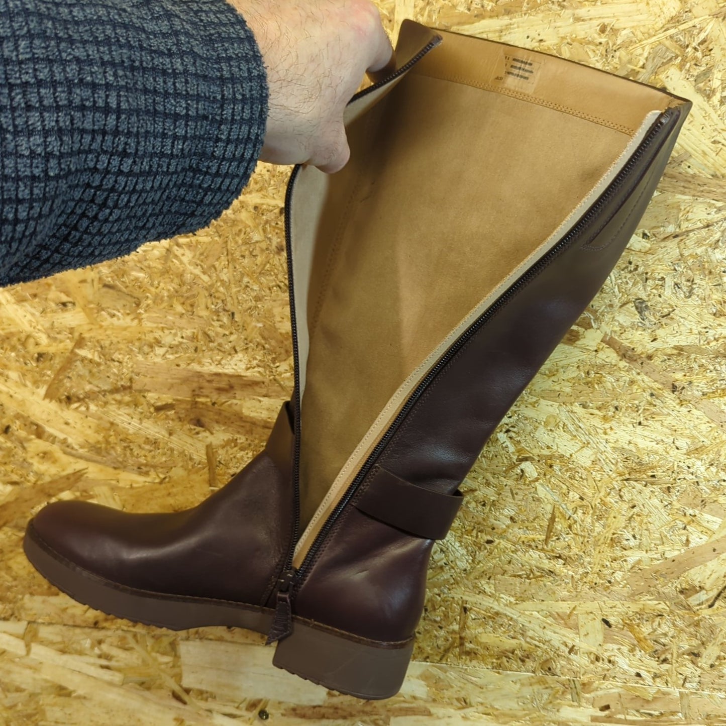 FitFlop Boots Womens Knot Brown Zip Knee High Leather UK Size 4 Eu 37 New