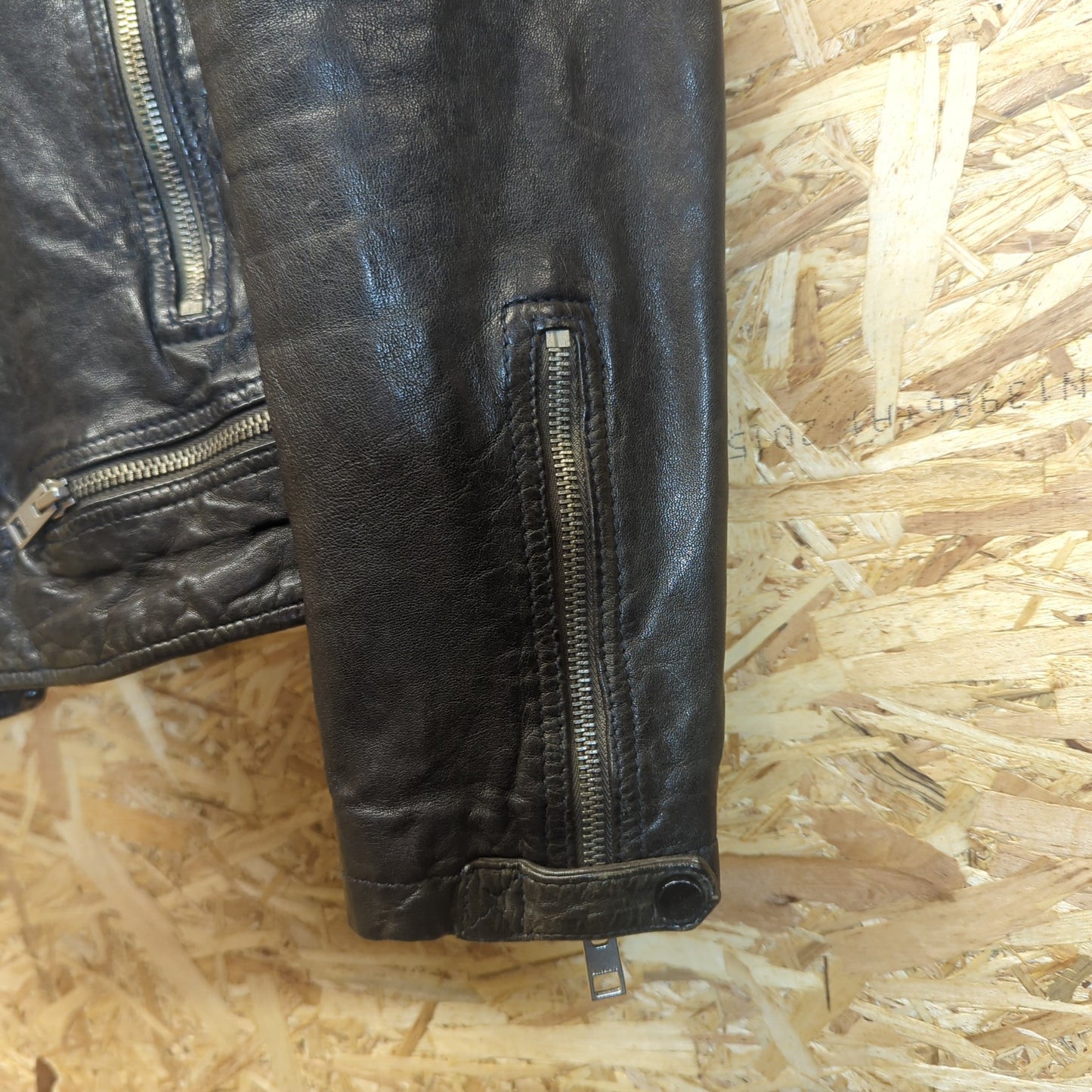 All Saints Conroy Genuine Black Leather Biker Jacket Motorbike Size Small