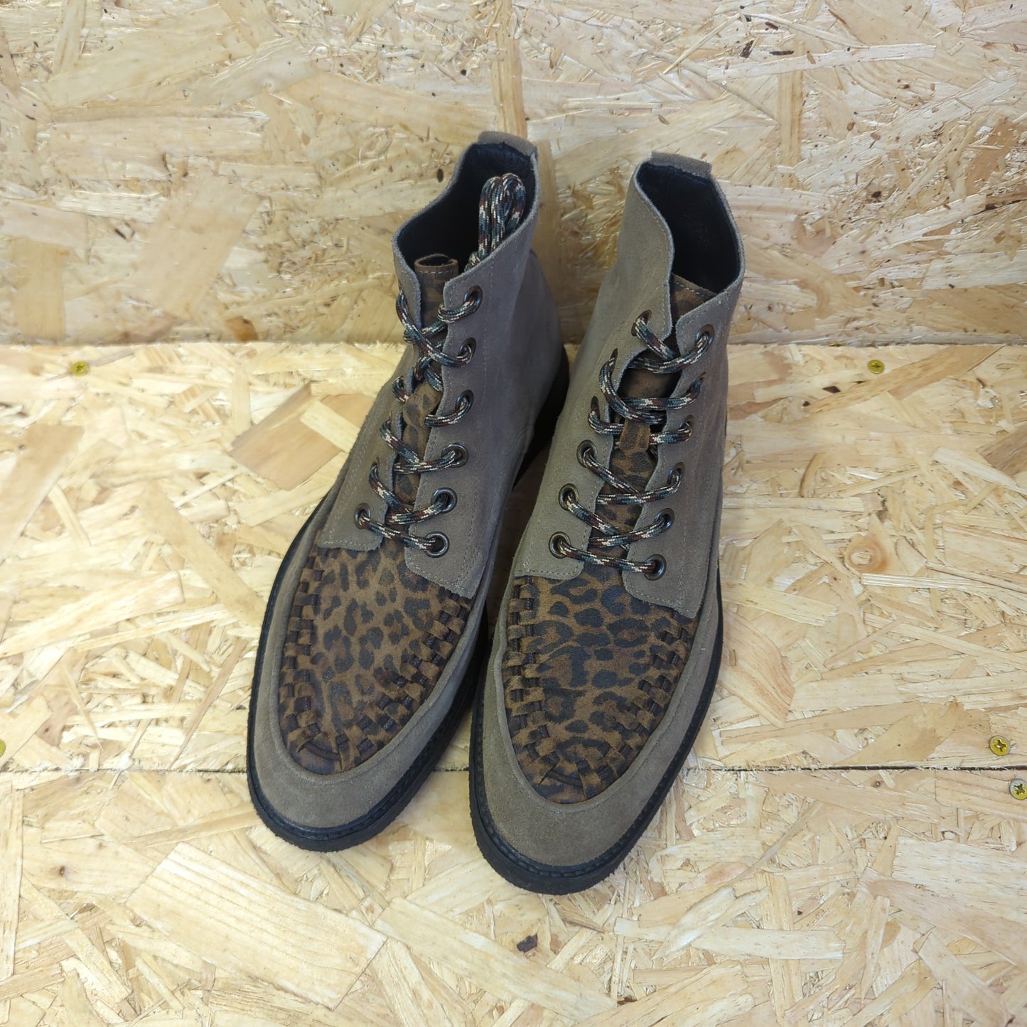 All Saints Moth Boot Taupe Leopard Lace Up Size 8 UK 42 EU