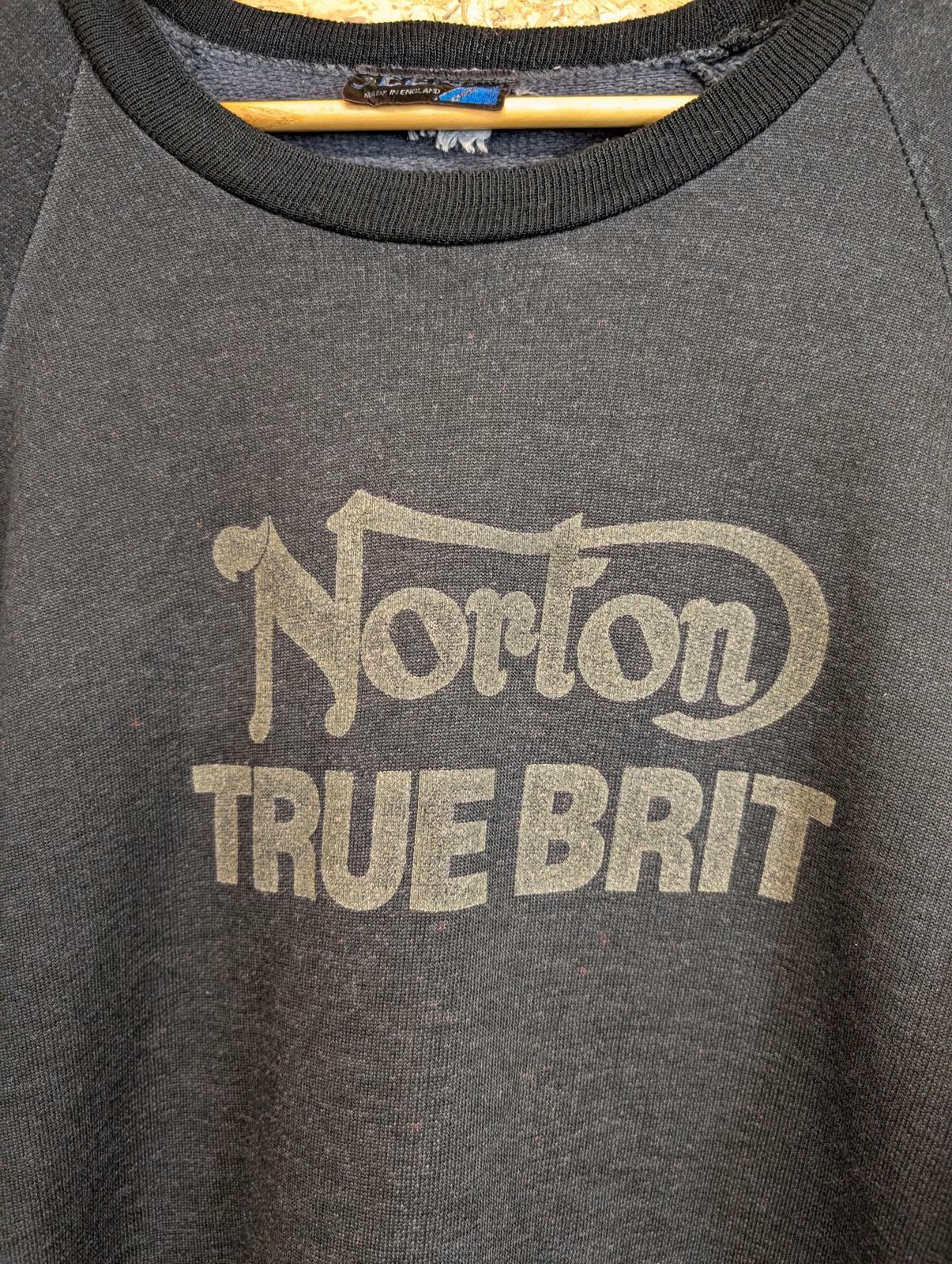 Norton Large True Brit Supporters Club Sweater Black Vintage 90s Crew Neck