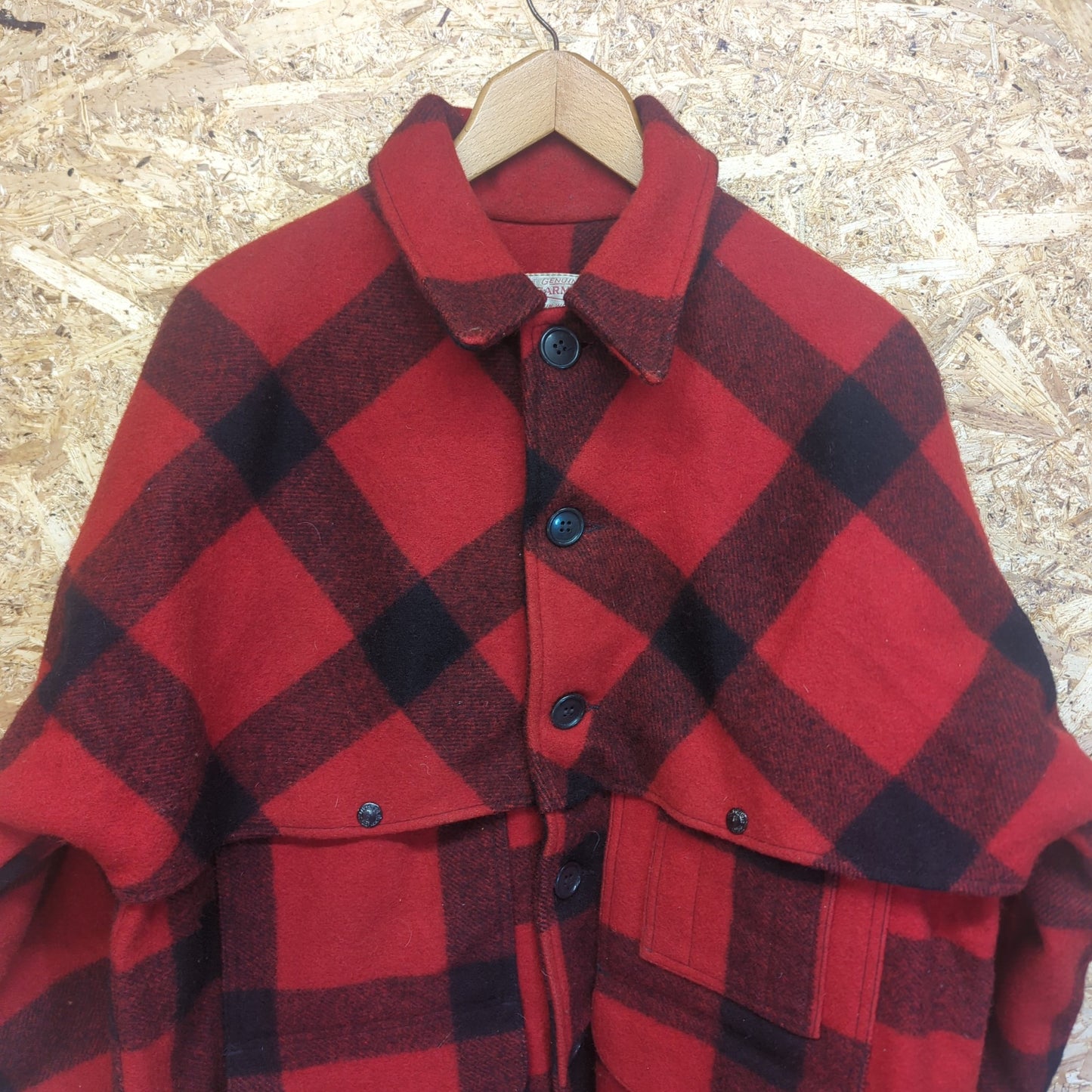 Filson Buffalo Plaid Red Black Lot 83 Double Mackinaw Wool Jacket Vintage 44 XL