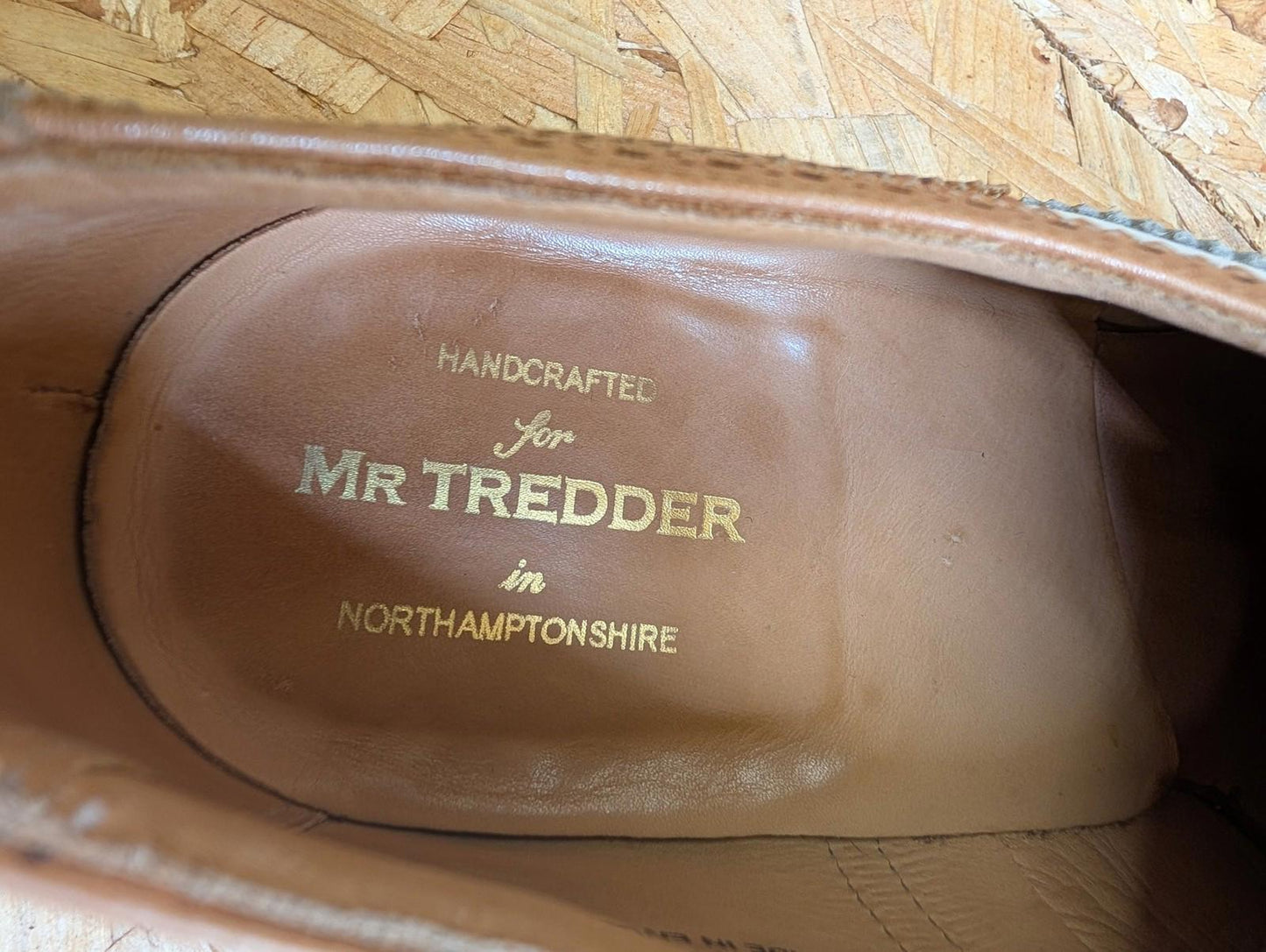Mr Tredders Brogue Mens UK 11 EU 45 Vintage Leather Tan White Shoes