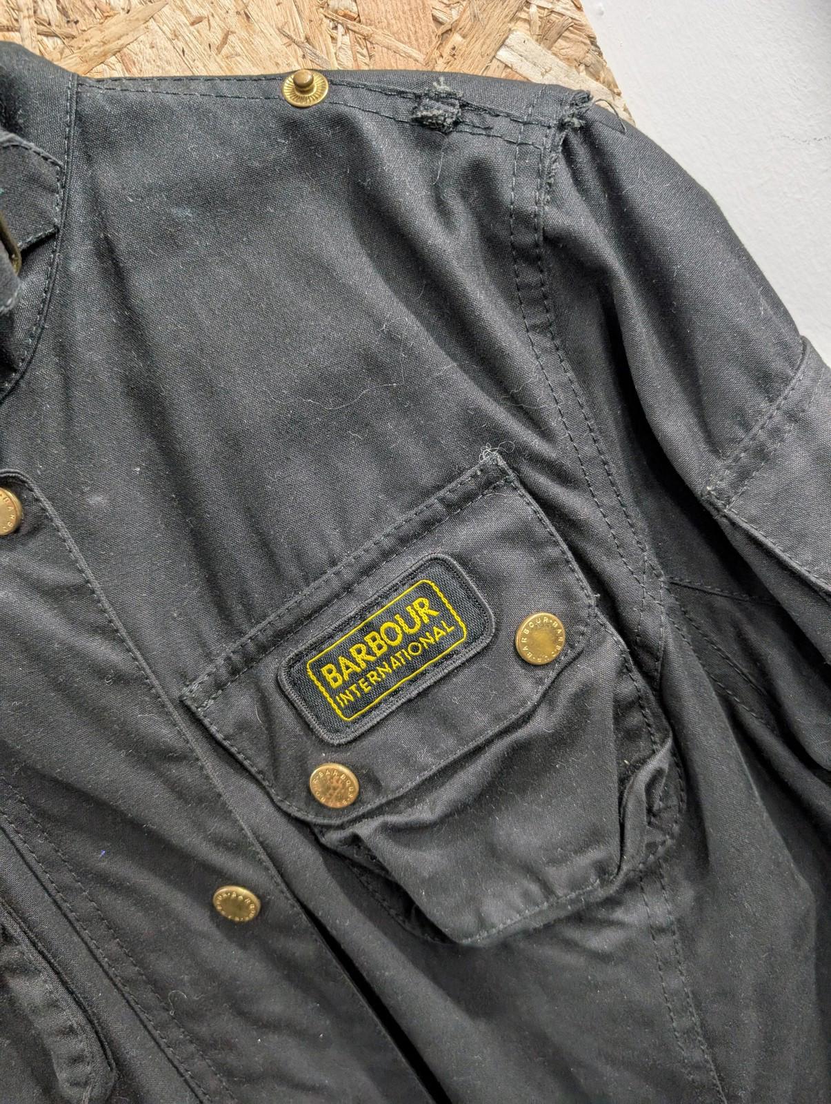 Barbour International Jacket UK Size 10 Women Belted Waxed Black Outdoor
