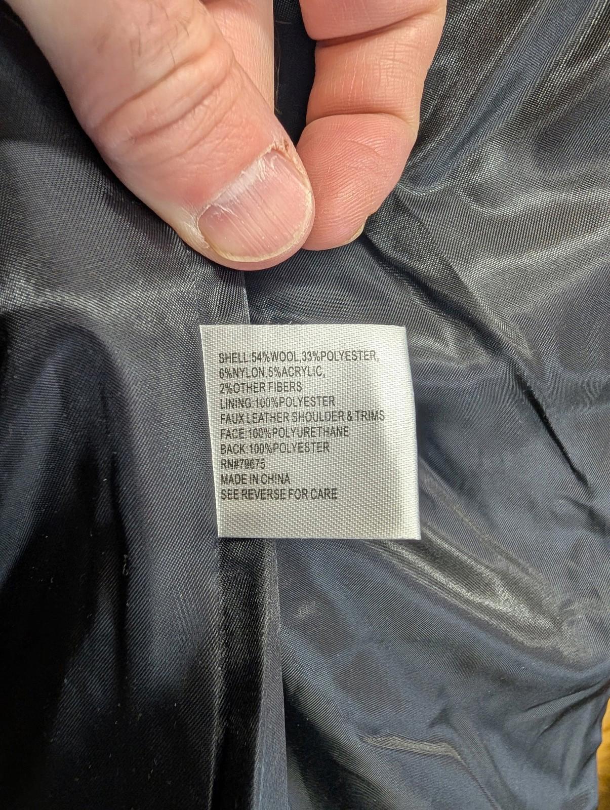 Michael Kors Peacoat Jacket Small Women Faux Leather Trim Charcoal Wool Blend