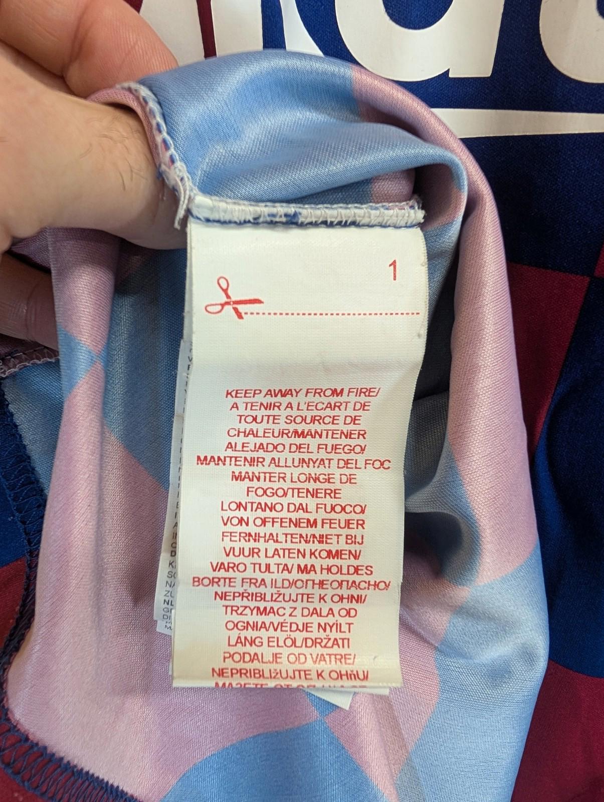 Barcelona FC Shirt Large Men 2018-19 Check Short Sleeve Blue Red FCB Messi