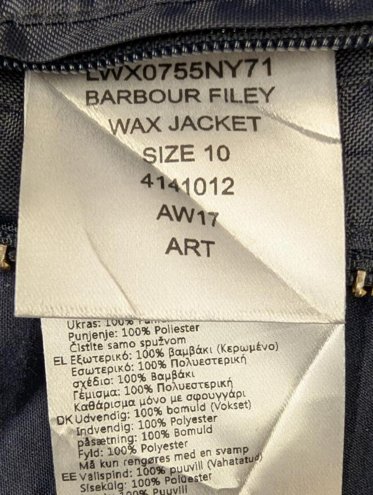 Barbour Filey Waxed Jacket Womens Size 10 Navy Blue Cord Collar South Shields