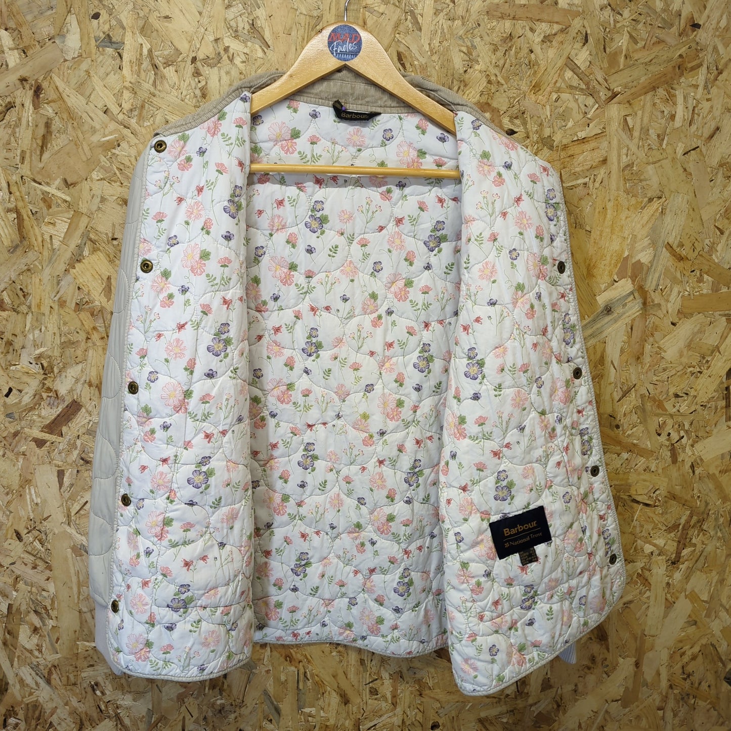 Barbour National Trust Harebell Quilted Jacket Cream Short Padded Coat Womens 16